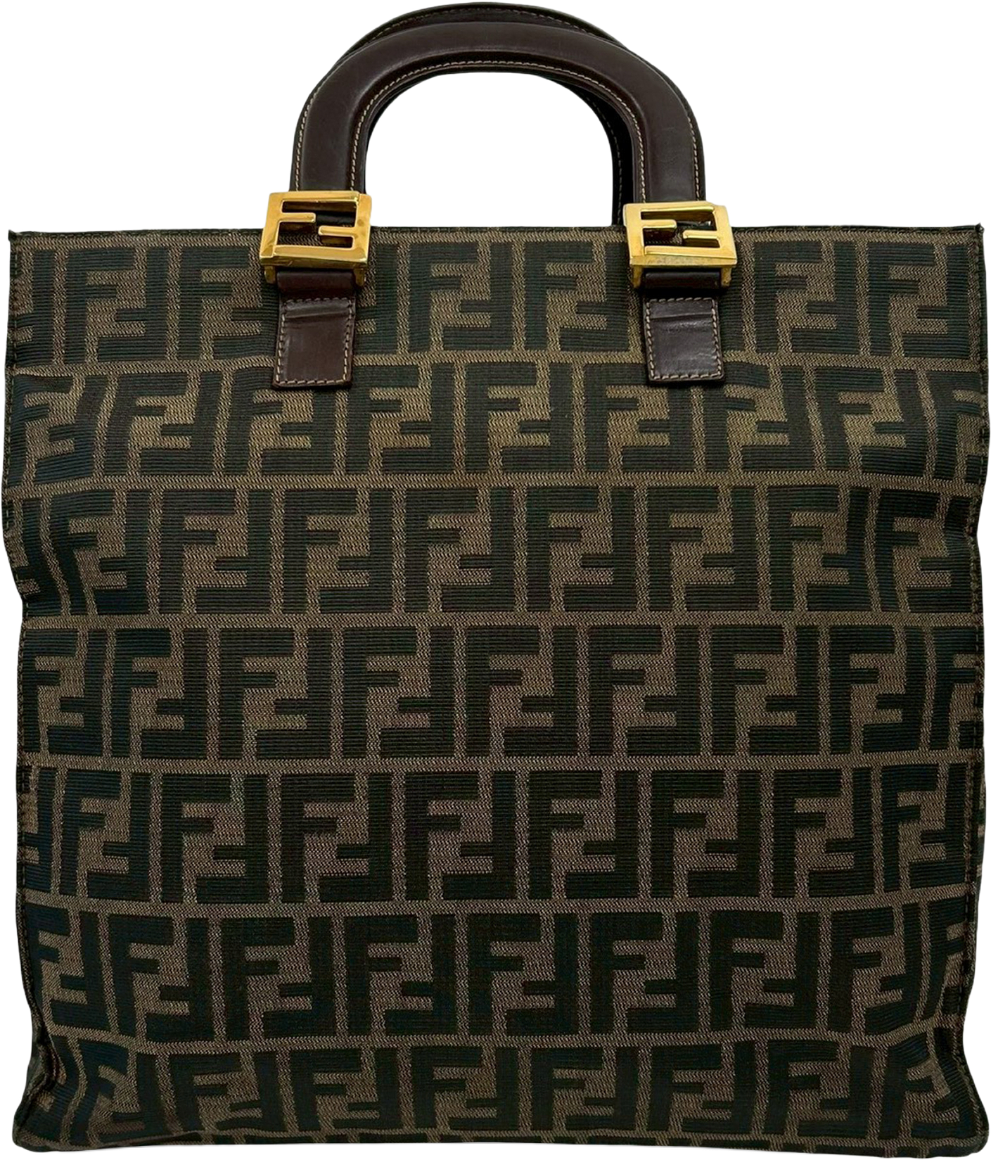 Fendi Zucca Canvas Twins Tote, från Luxclusif, i färgen brown.