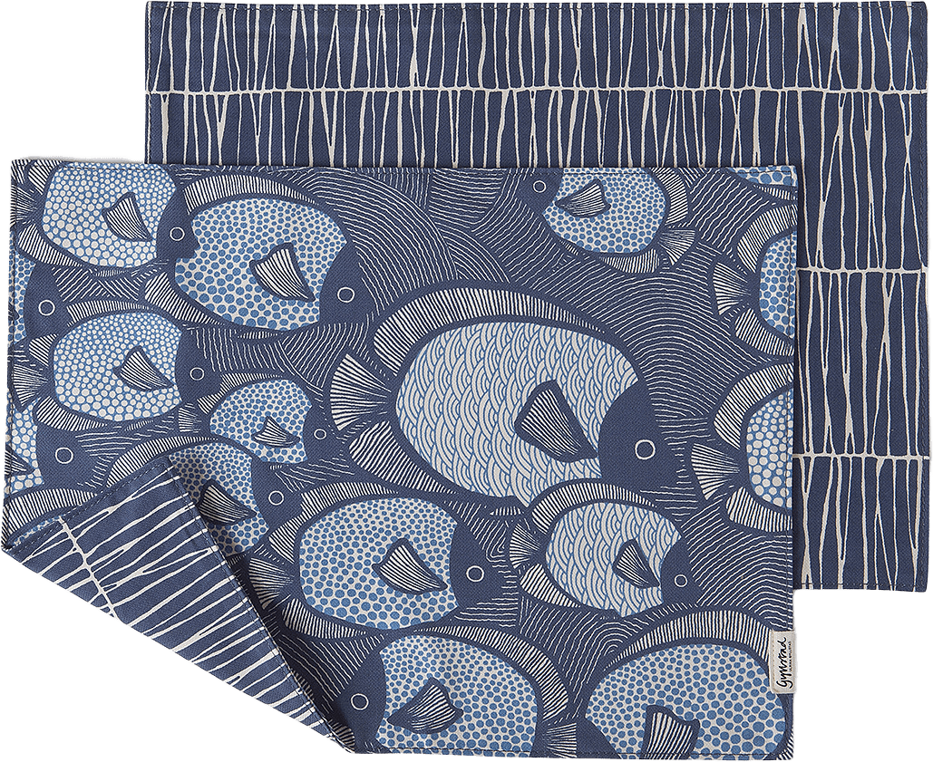 Bordstablett Fiskar, 2-pack, från Gyllstad, i färgen blå.