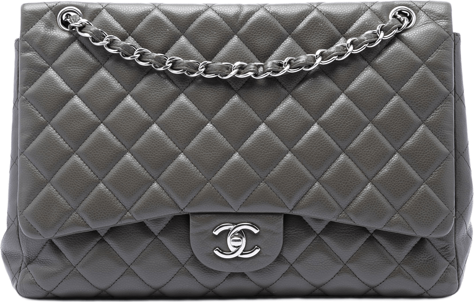 Chanel Maxi Classic Caviar Single Flap, från Luxclusif, i färgen dark gray.