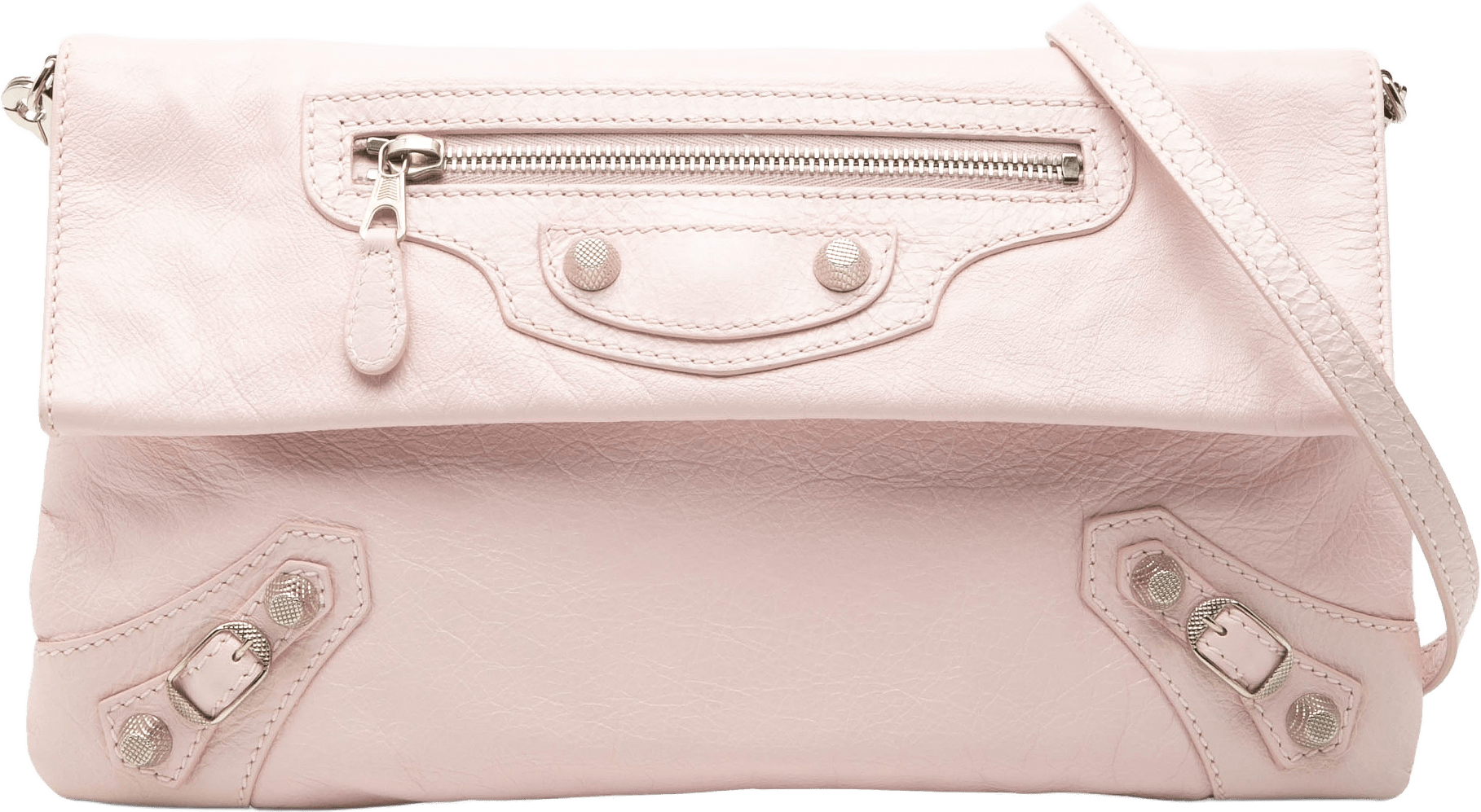 Balenciaga Lambskin Motocross Giant 12 Envelope Clutch With Strap, från Luxclusif, i färgen light pink.