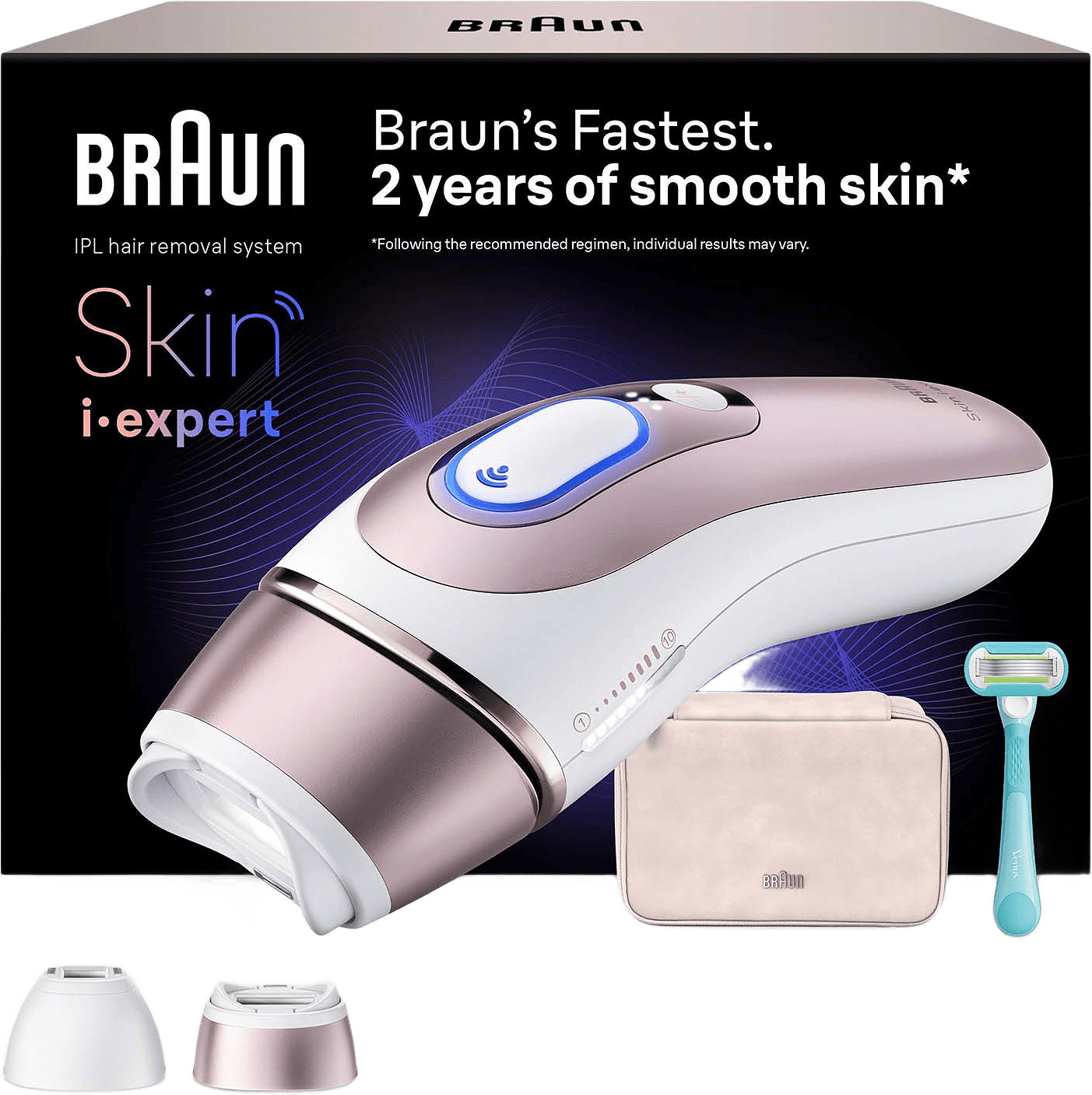 Ipl Skin I·expert, Hårborttagning Hemma, Med Gratis App, 2 Smarta Huvuden, Pl7211, från Braun, i färgen vit.