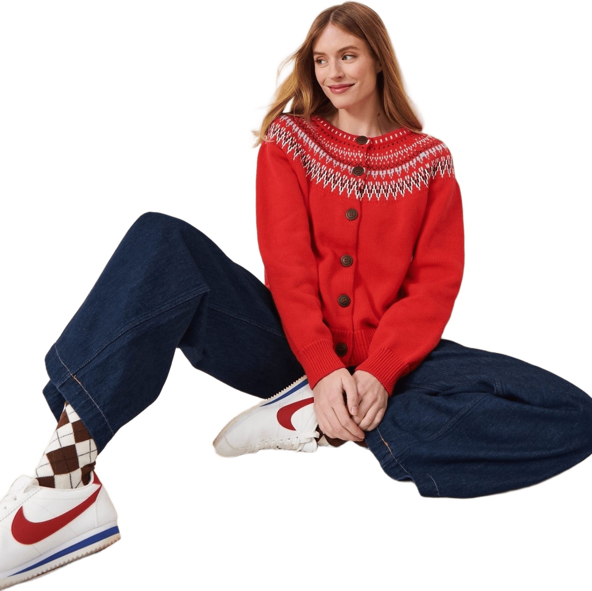 Joelle Cotton Cardigan -Red, från Jumperfabriken, i färgen red.