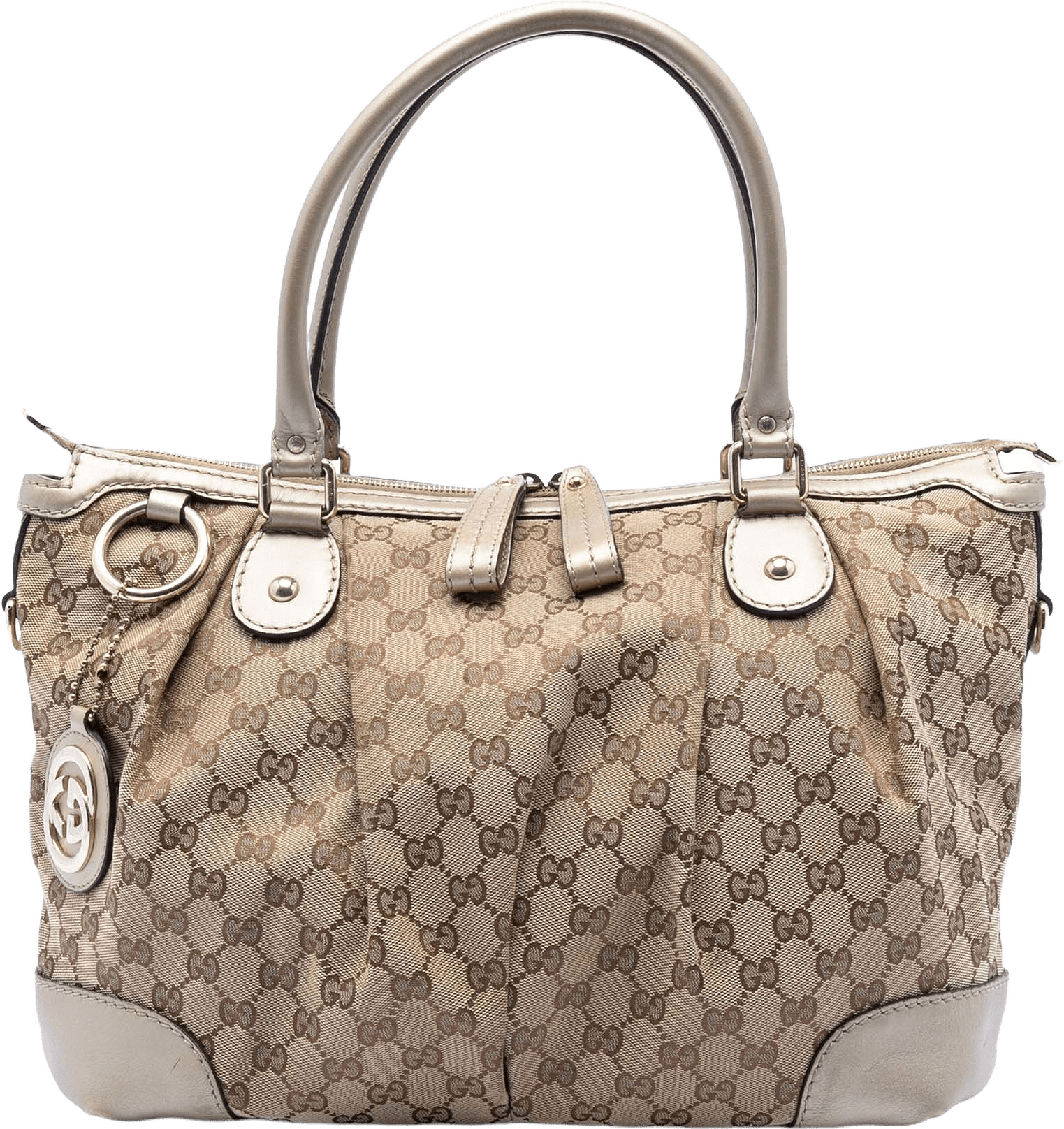 Gucci Gg Canvas Sukey Satchel, från Luxclusif, i färgen beige.