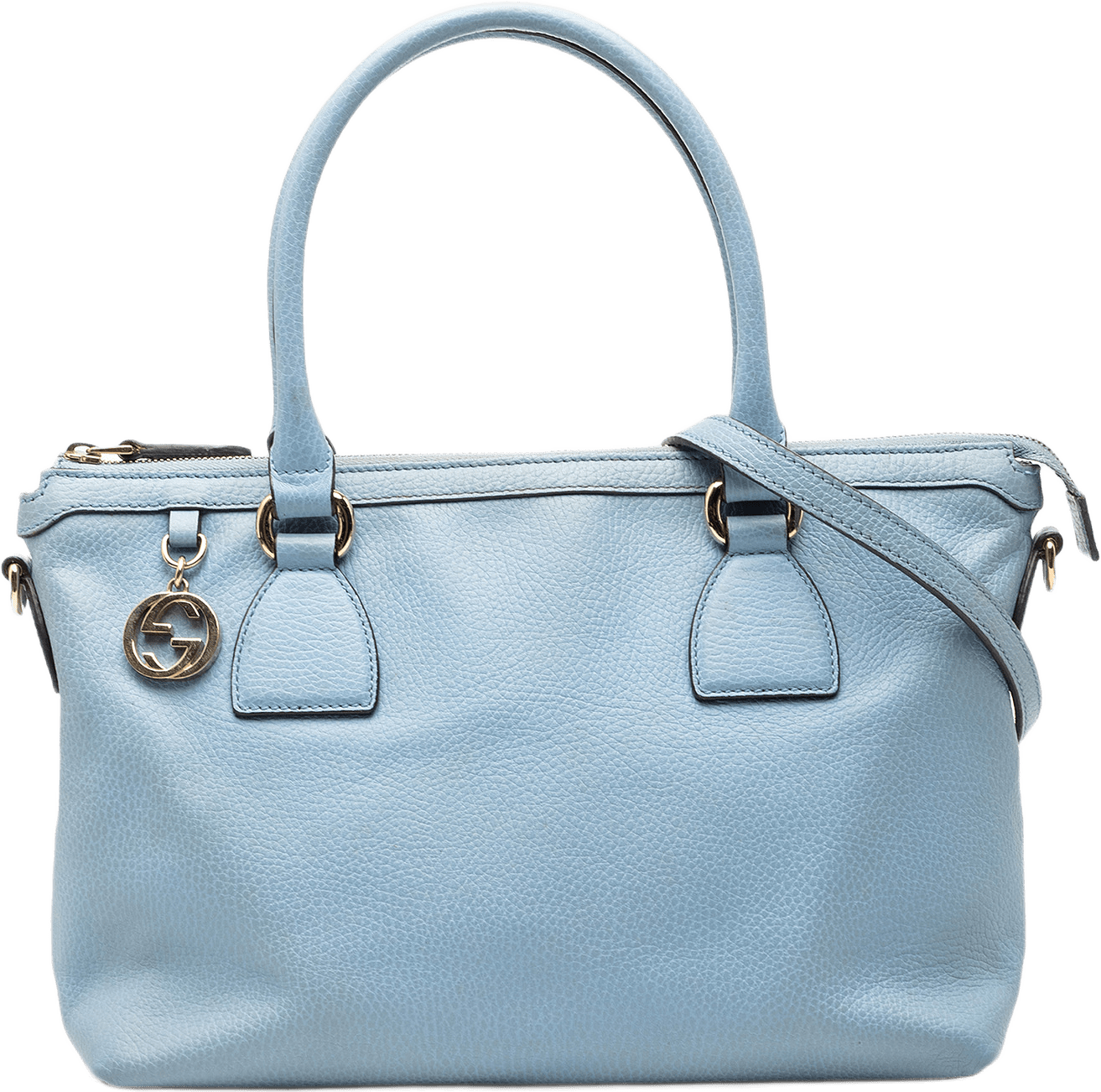 Gucci Dollar Calfskin Gg Charm Satchel, från Luxclusif, i färgen blå.