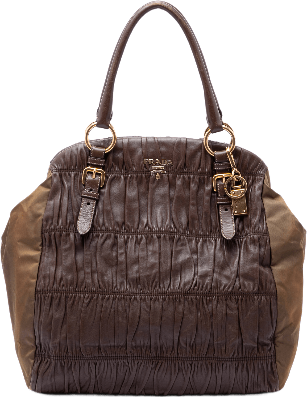Prada Nappa Gaufre And Tessuto Tote, från Luxclusif, i färgen dark brown.
