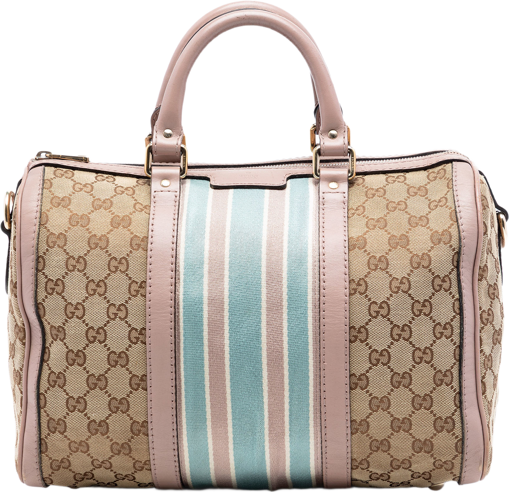Gucci Medium Gg Canvas Web Joy Boston Bag, från Luxclusif, i färgen beige.