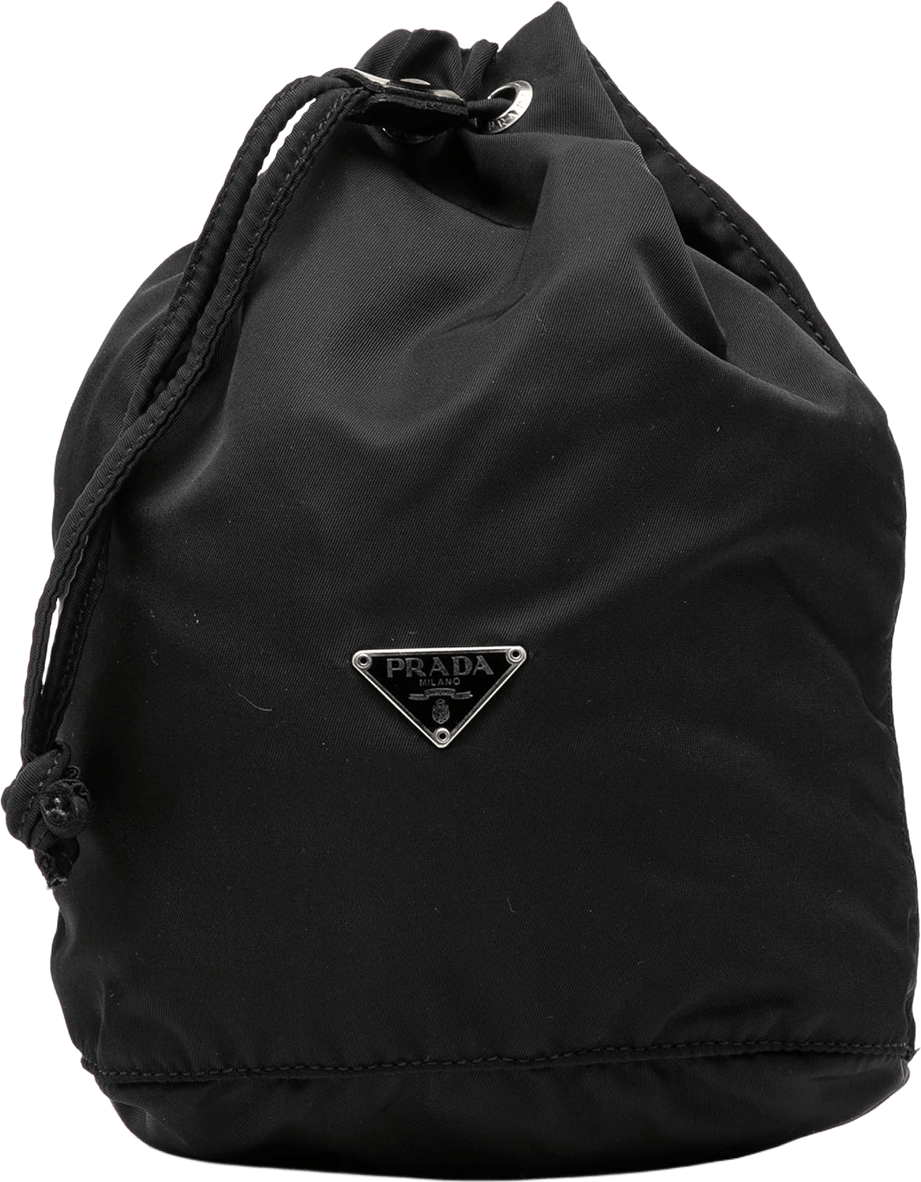 Prada Tessuto Drawstring Pouch, från Luxclusif, i färgen black.