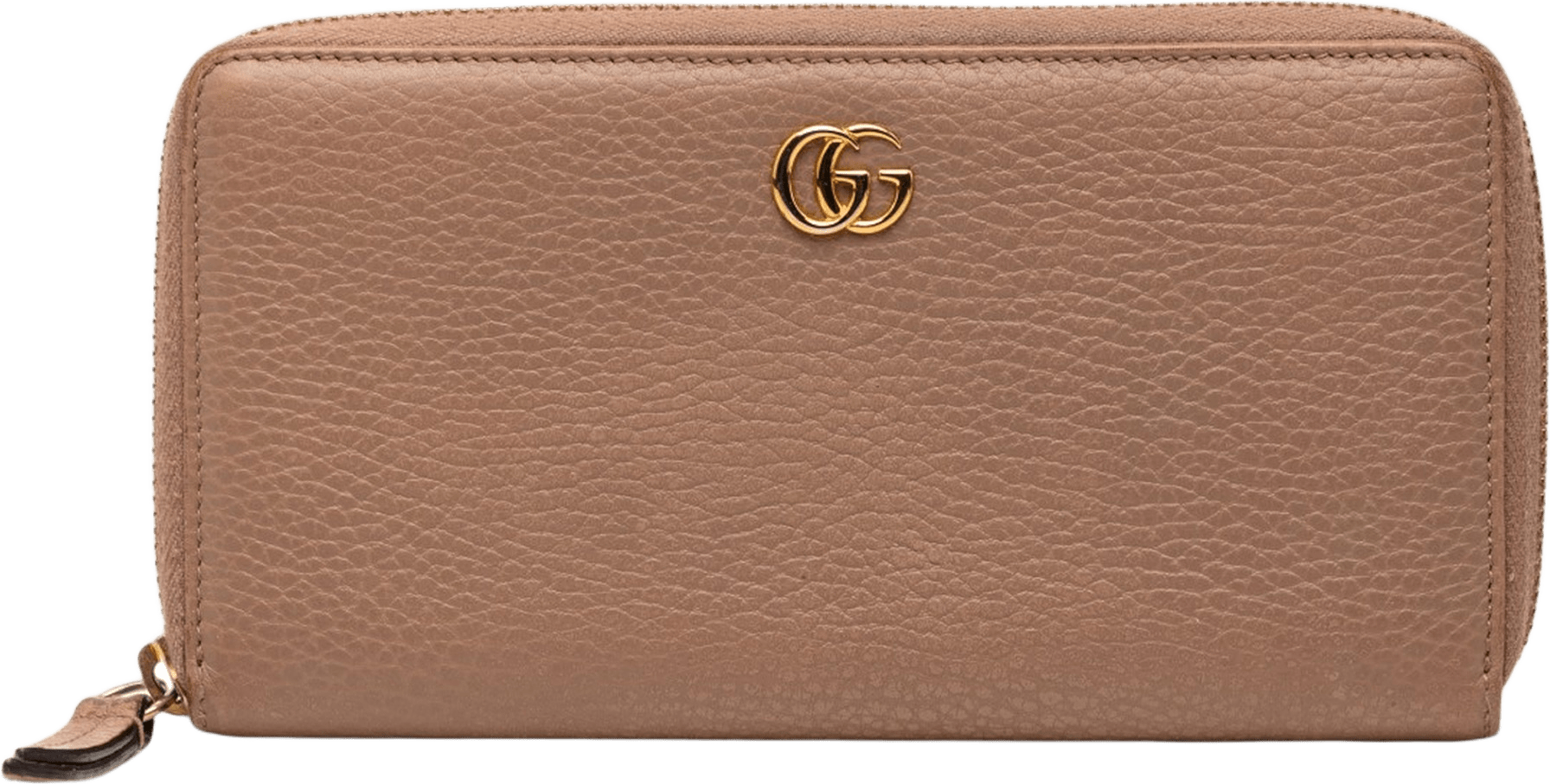 Gucci Gg Marmont Calfskin Zip Around Wallet, från Luxclusif, i färgen beige.