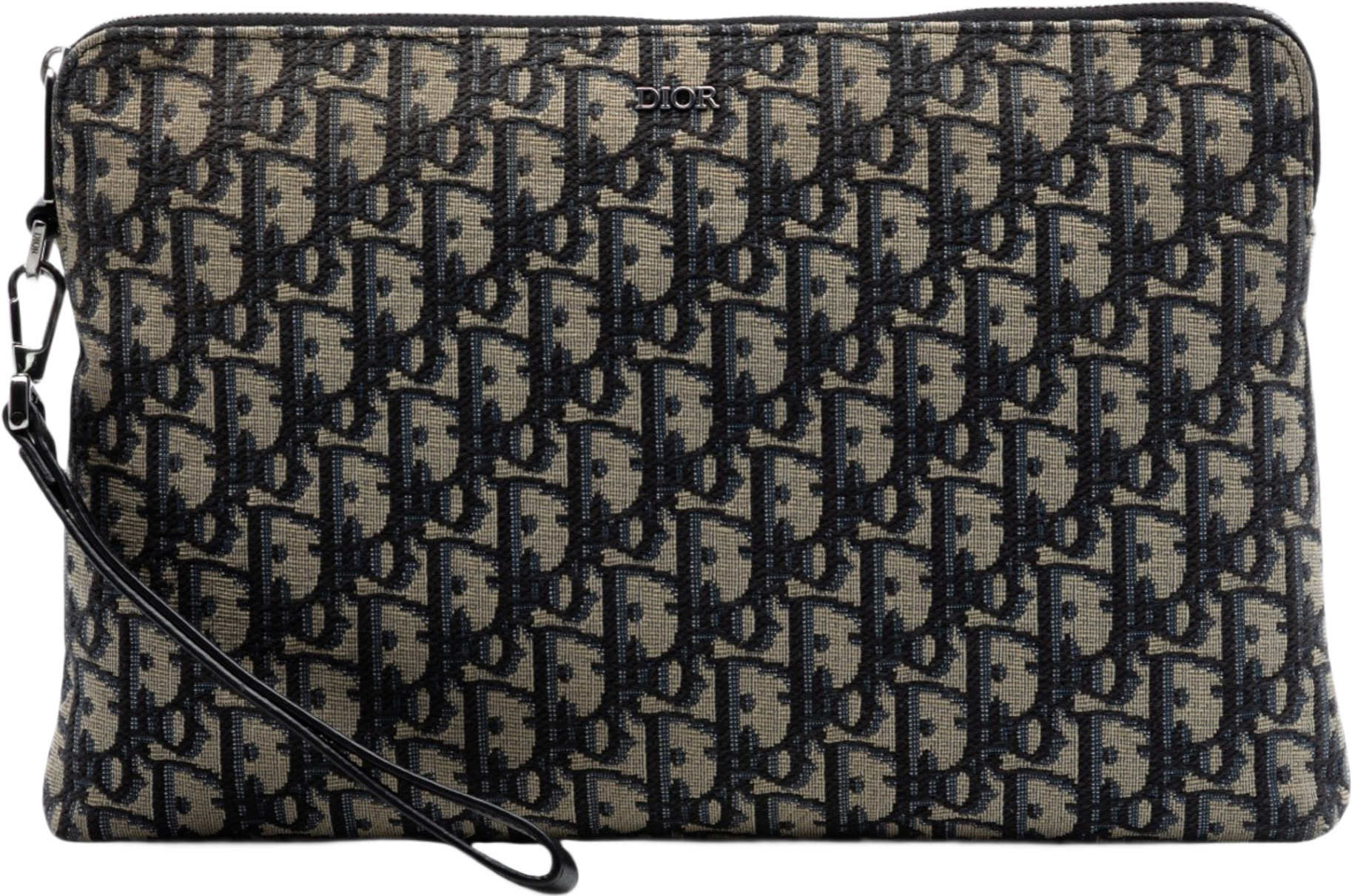 Dior Oblique Canvas A4 Zipped Pouch, från Luxclusif, i färgen navy.