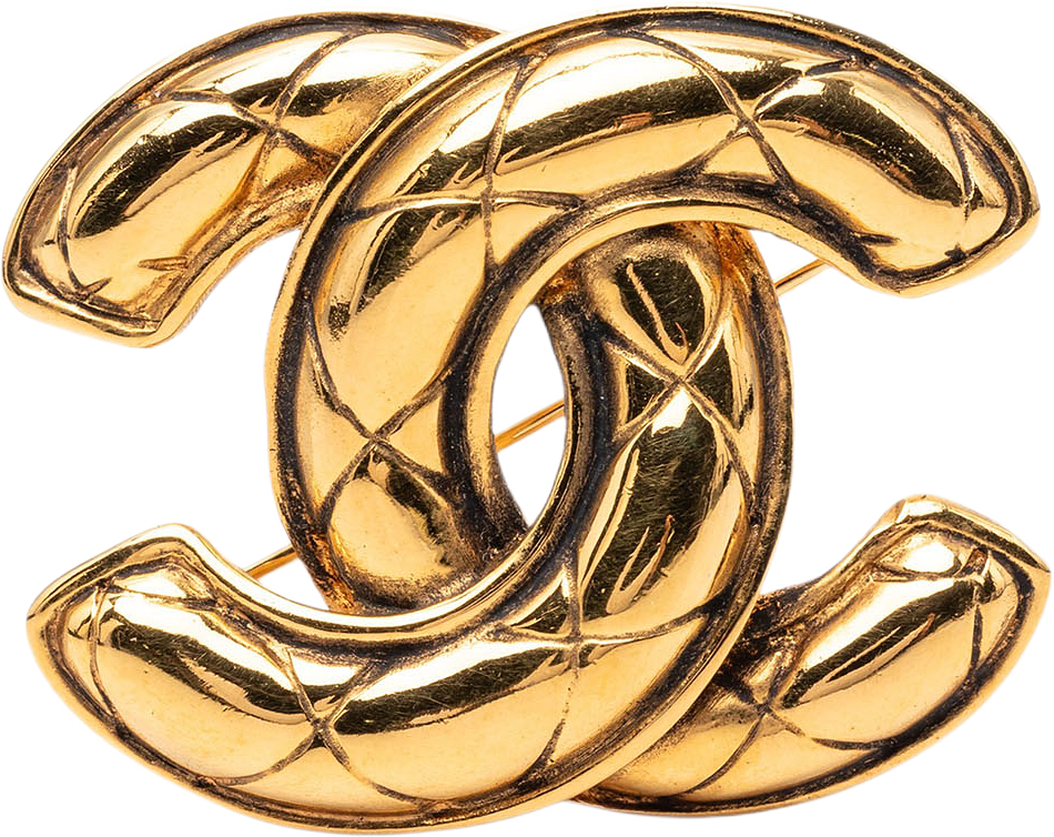 Chanel Cc Gold Plated Quilted Brooch, från Luxclusif, i färgen guld.