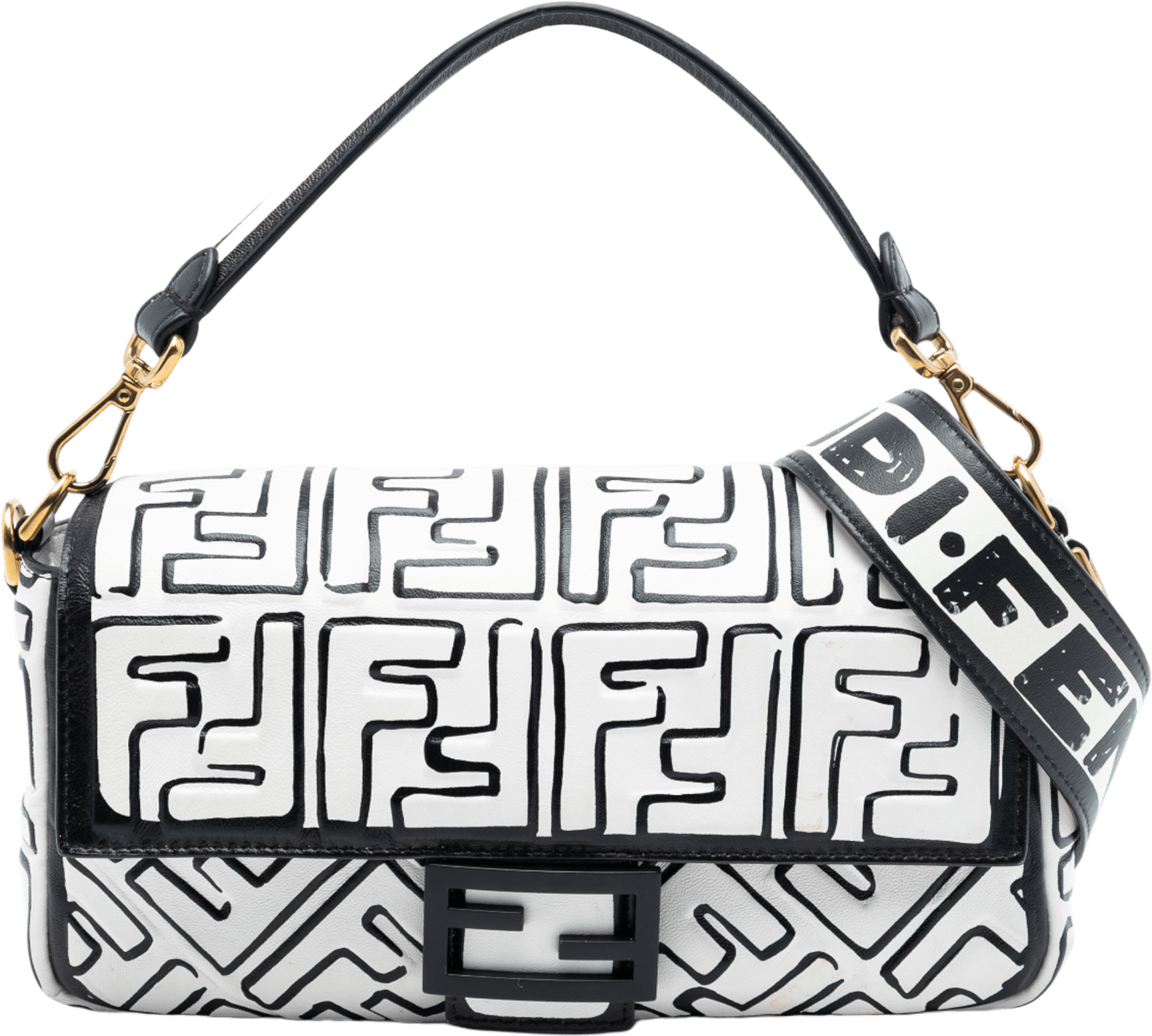 Fendi Joshua Vides California Sky Medium Embossed Leather Baguette Satchel, från Luxclusif, i färgen white.