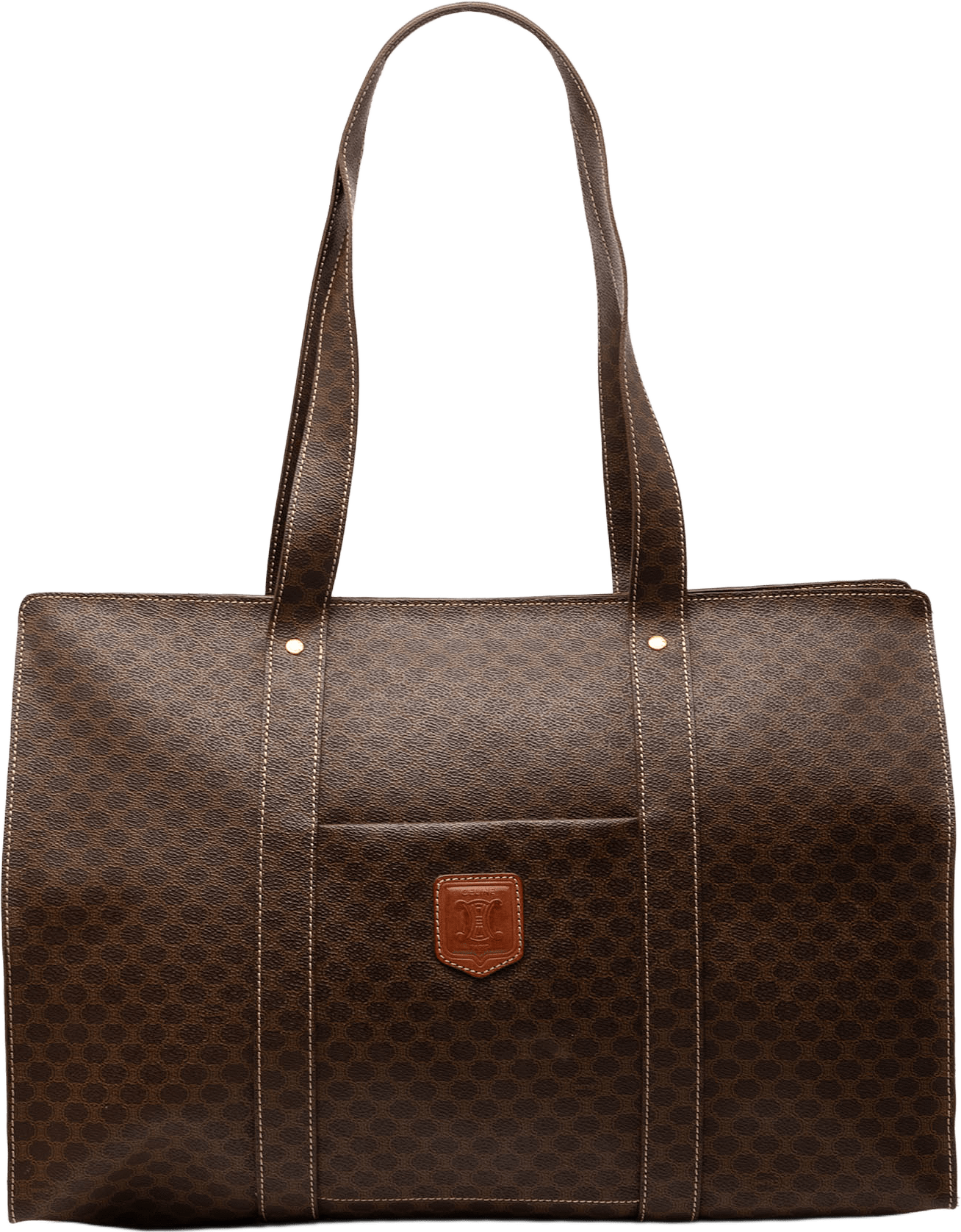 Celine Macadam Coated Canvas Tote, från Luxclusif, i färgen dark brown.