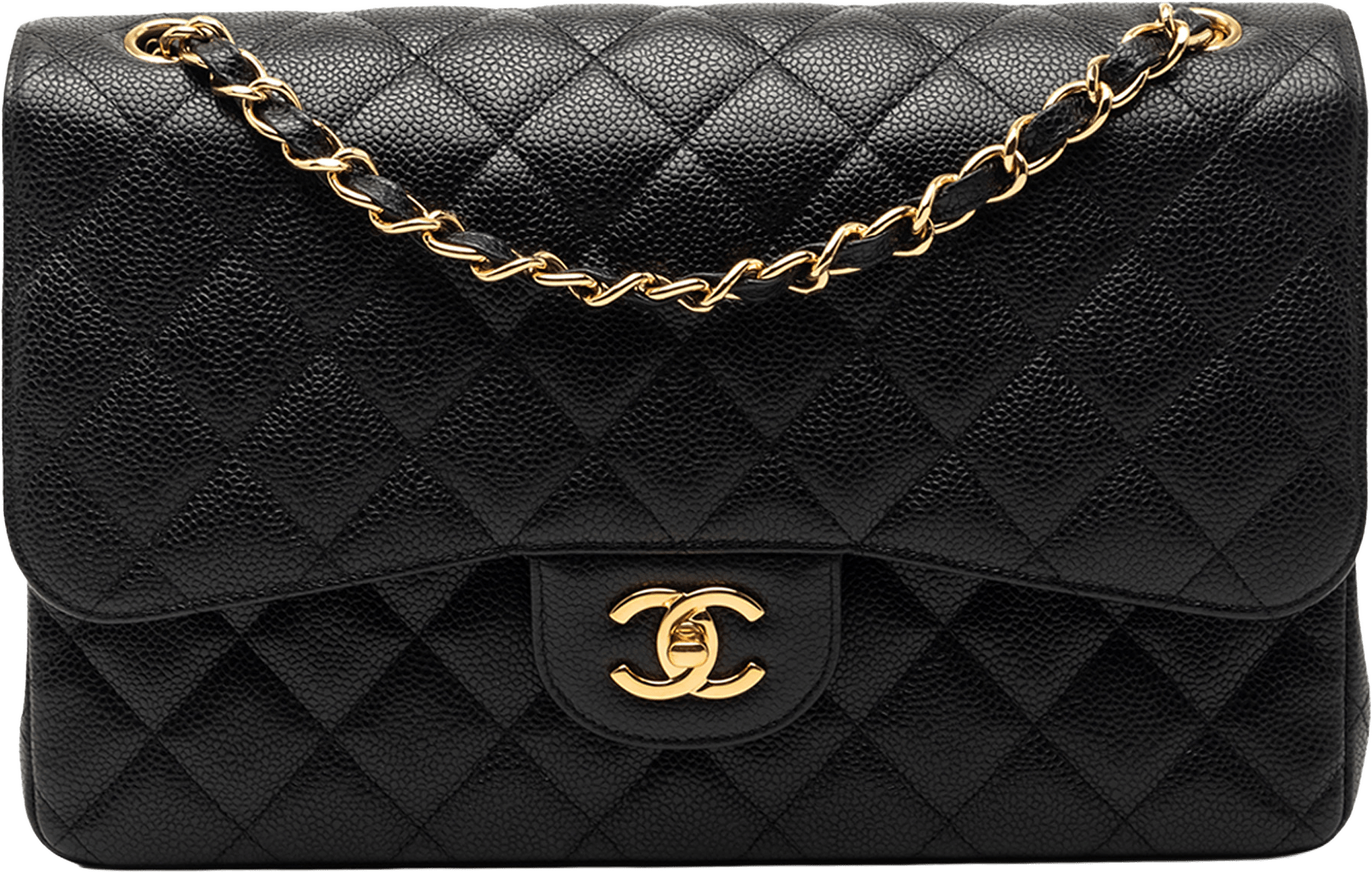 Chanel Jumbo Classic Caviar Double Flap, från Luxclusif, i färgen black.