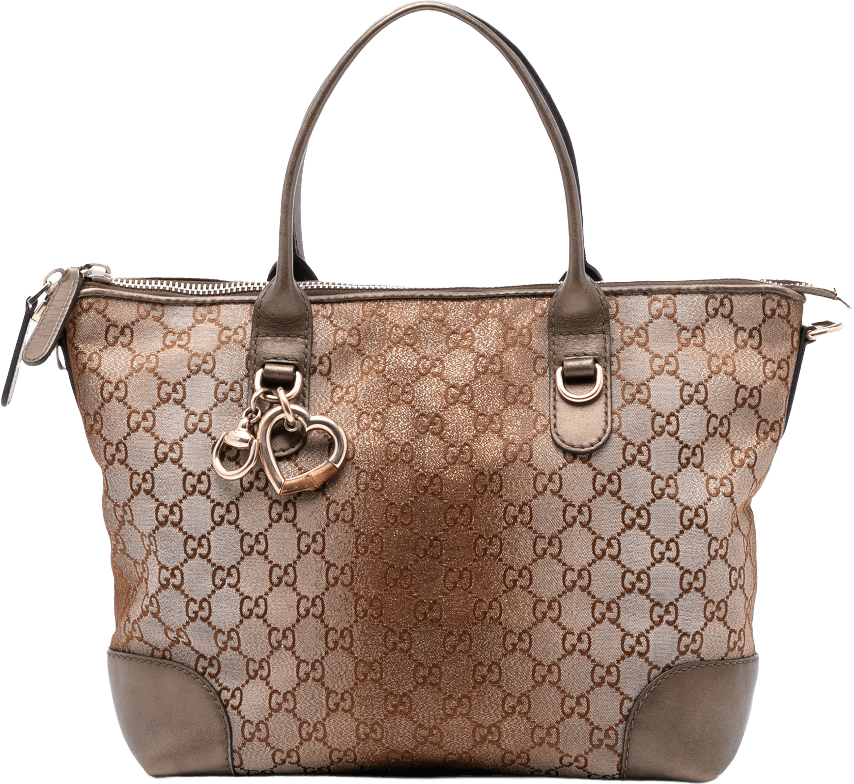 Gucci Gg Lurex Heart Bit Satchel, från Luxclusif, i färgen bronze.