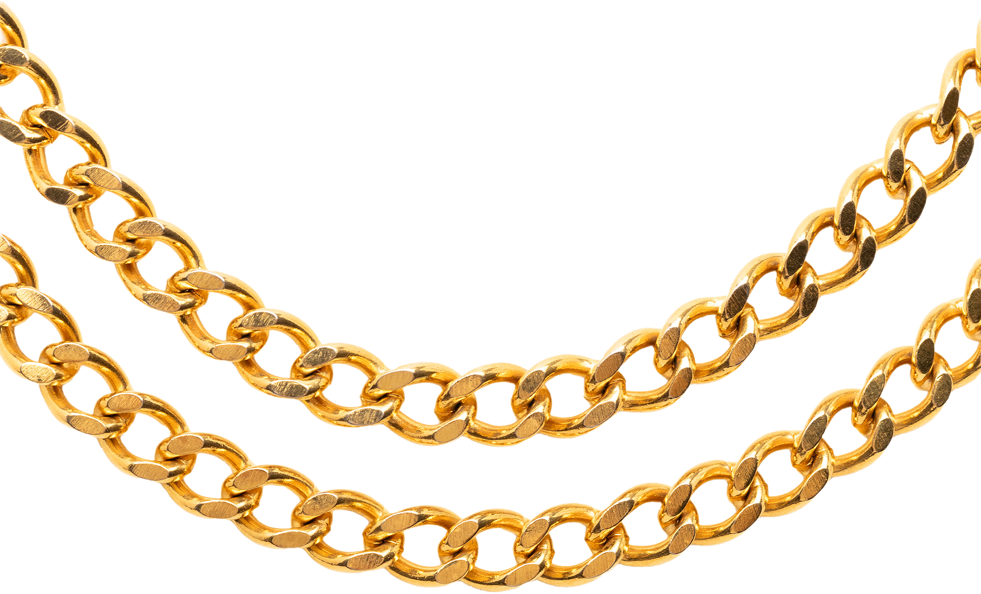 Chanel Gold Plated Double Strand Link Chain Necklace, från Luxclusif, i färgen gold.