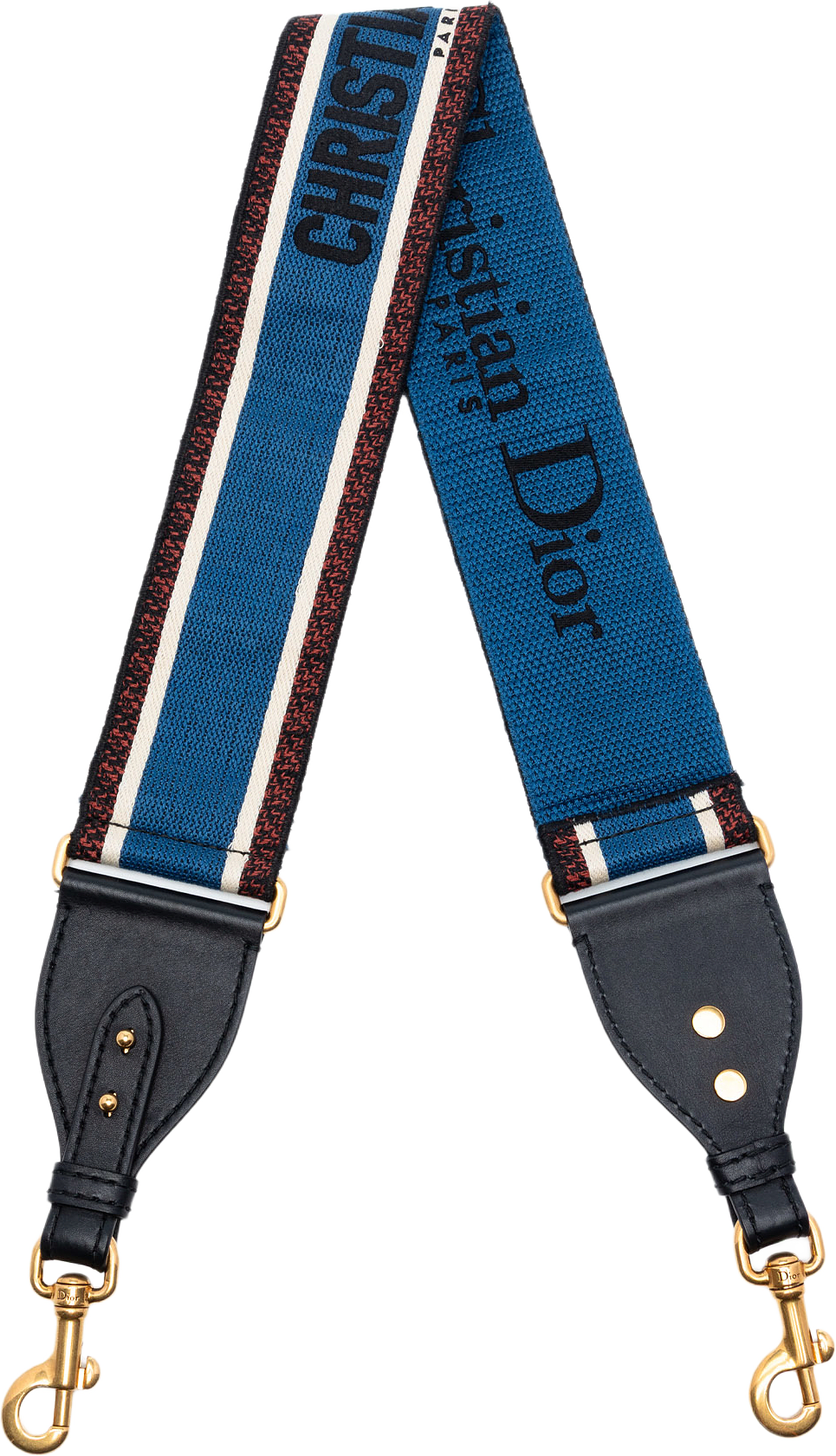Dior Embroidered Canvas Bag Strap, från Luxclusif, i färgen blå.
