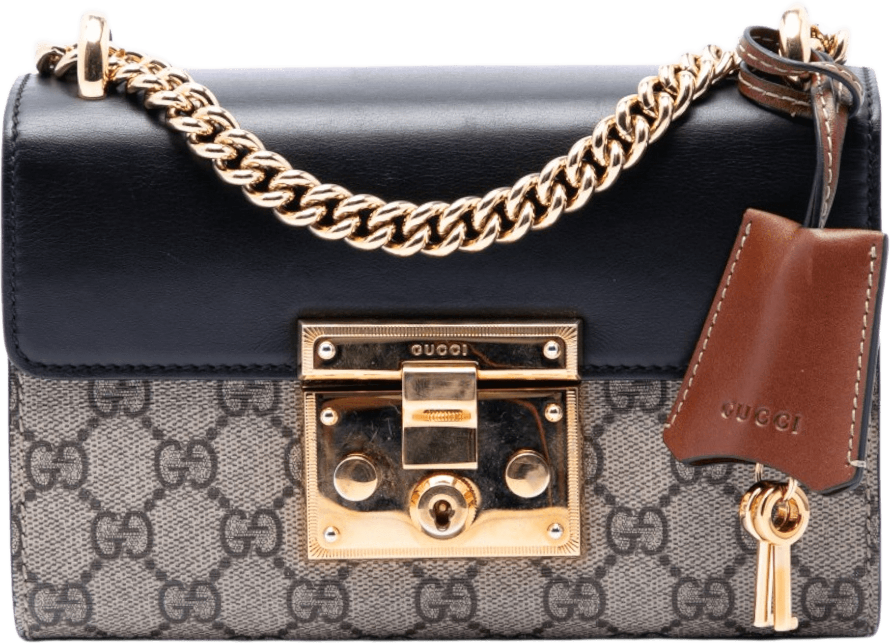 Gucci Small Gg Supreme Padlock Crossbody, från Luxclusif, i färgen beige.