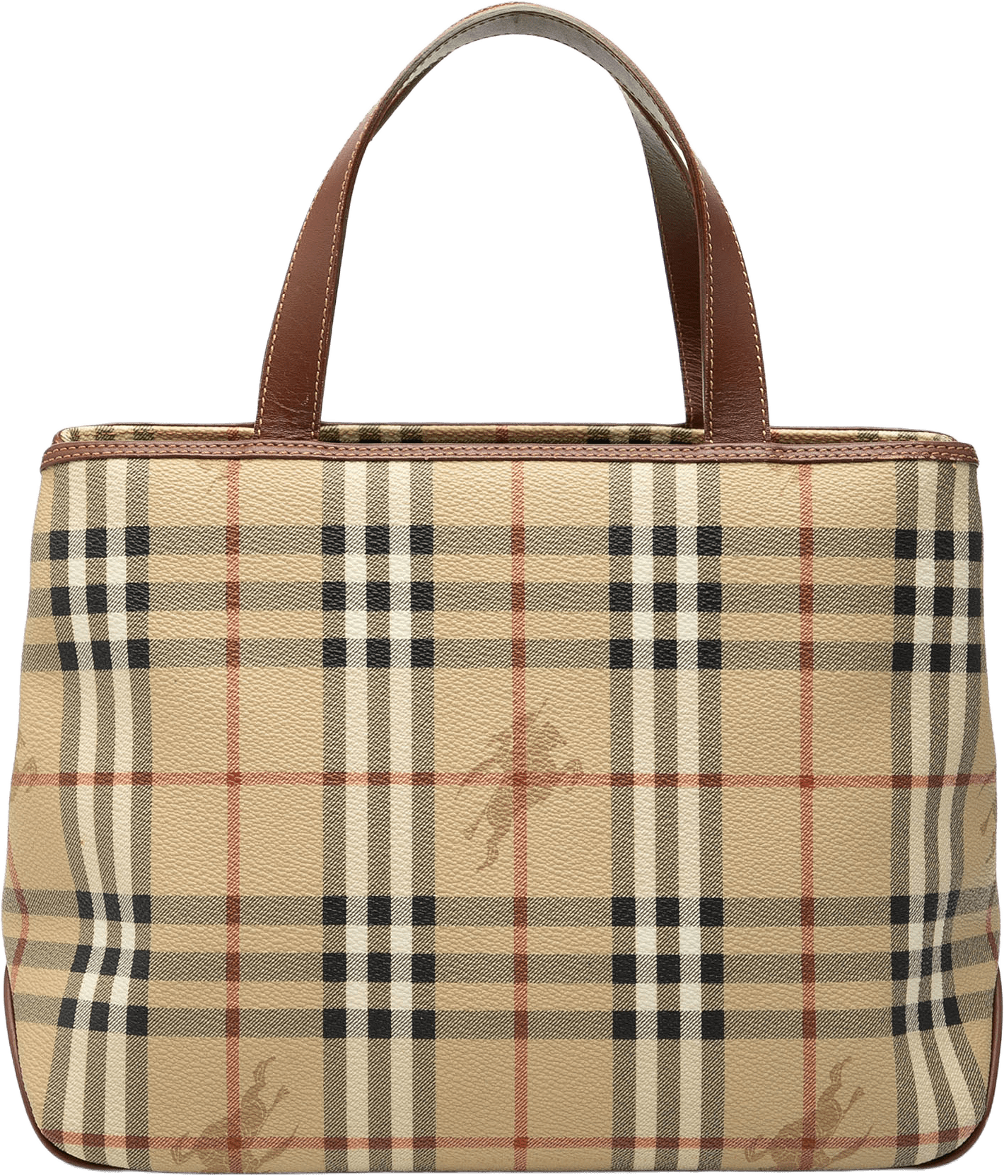 Burberry Haymarket Check Coated Canvas Tote, från Luxclusif, i färgen beige.