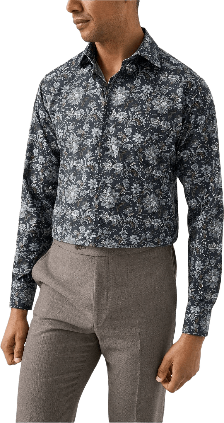 Signature Twill-skjorta Med Blommönster Slim Fit, från Eton, i färgen dark blue.