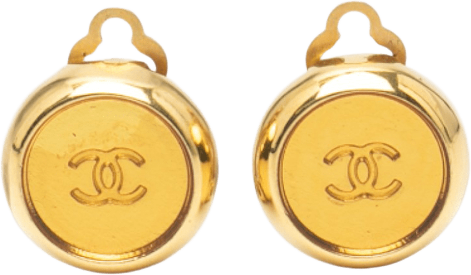 Chanel Cc Gold Plated Round Clip On Earrings, från Luxclusif, i färgen gold.