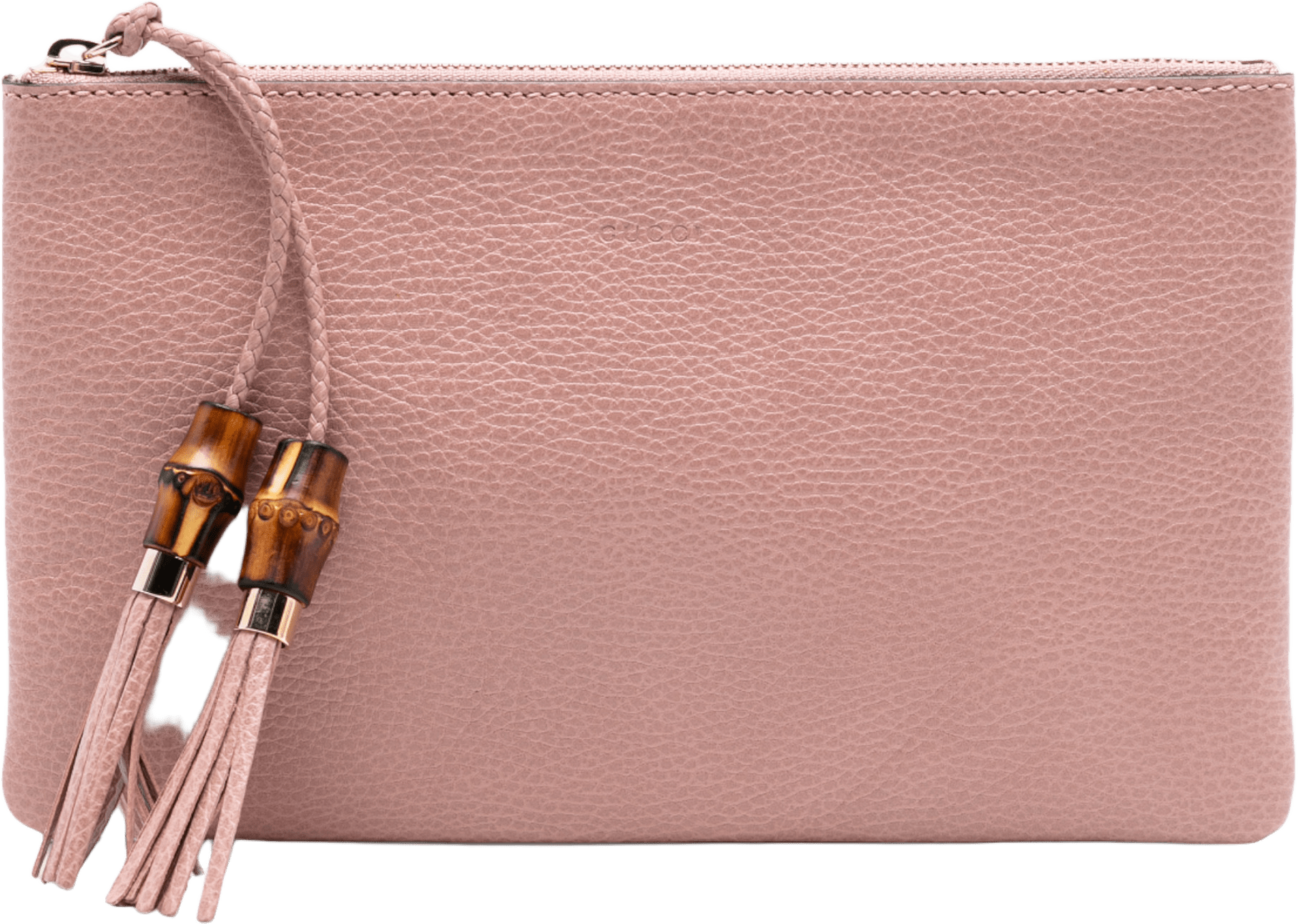 Gucci Calfskin Bamboo Clutch, från Luxclusif, i färgen light pink.