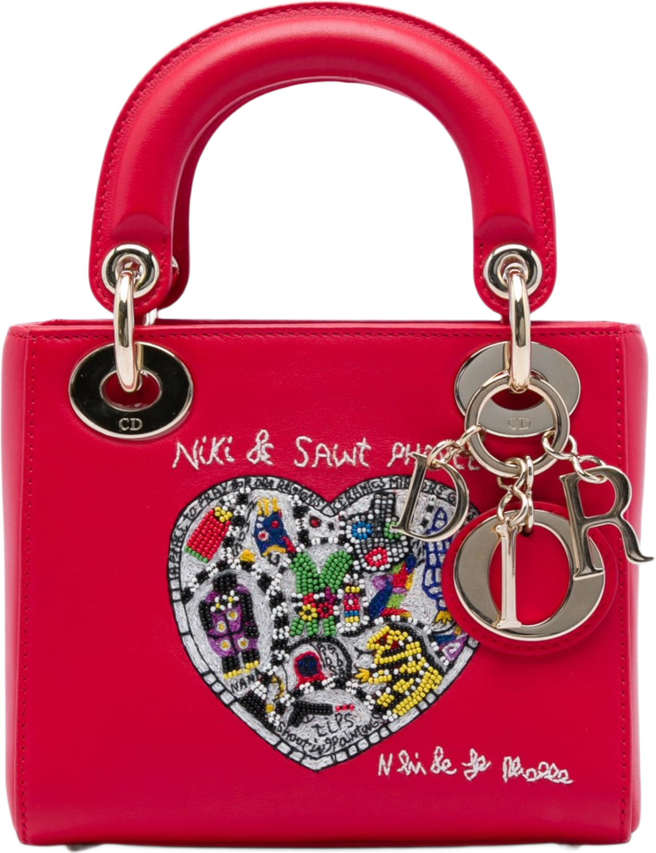 Dior Niki De Saint Phalle Mini Calfskin Lady Dior, från Luxclusif, i färgen röd.