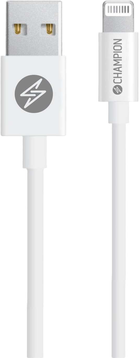 Usb-a Till Lightning Kabel 2m, från Champion Nordic, i färgen vit.