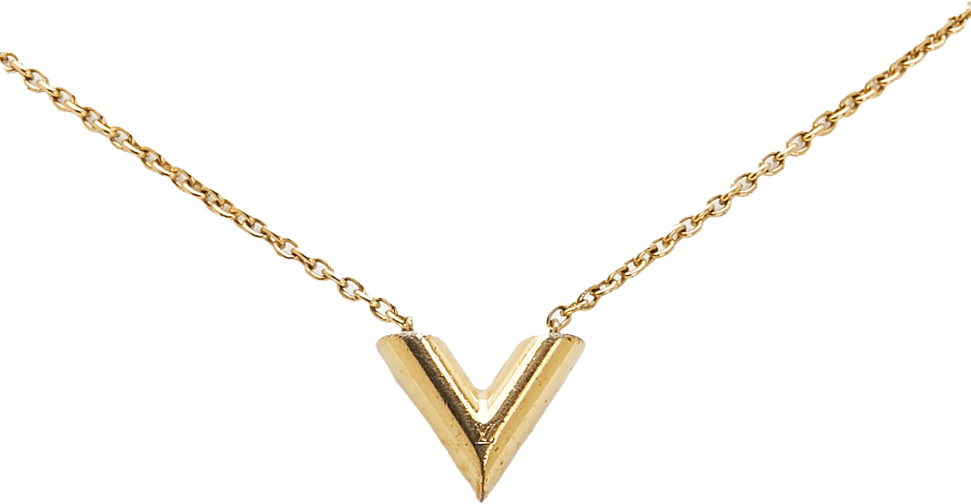 Louis Vuitton Gold Plated Essential V Necklace, från Luxclusif, i färgen gold.
