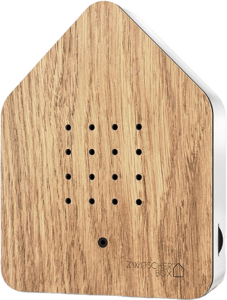 Zwitscherbox Speldosa Fågelkvitter Ek, från Relaxound, i färgen trä.