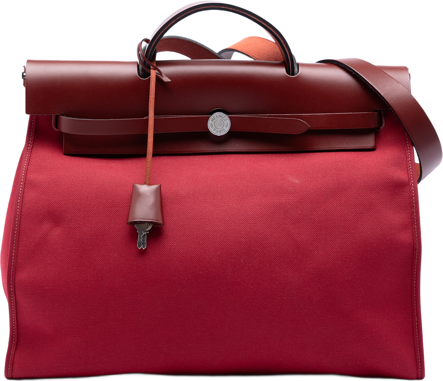 Hermès Toile Herbag Zip 39, från Luxclusif, i färgen red.