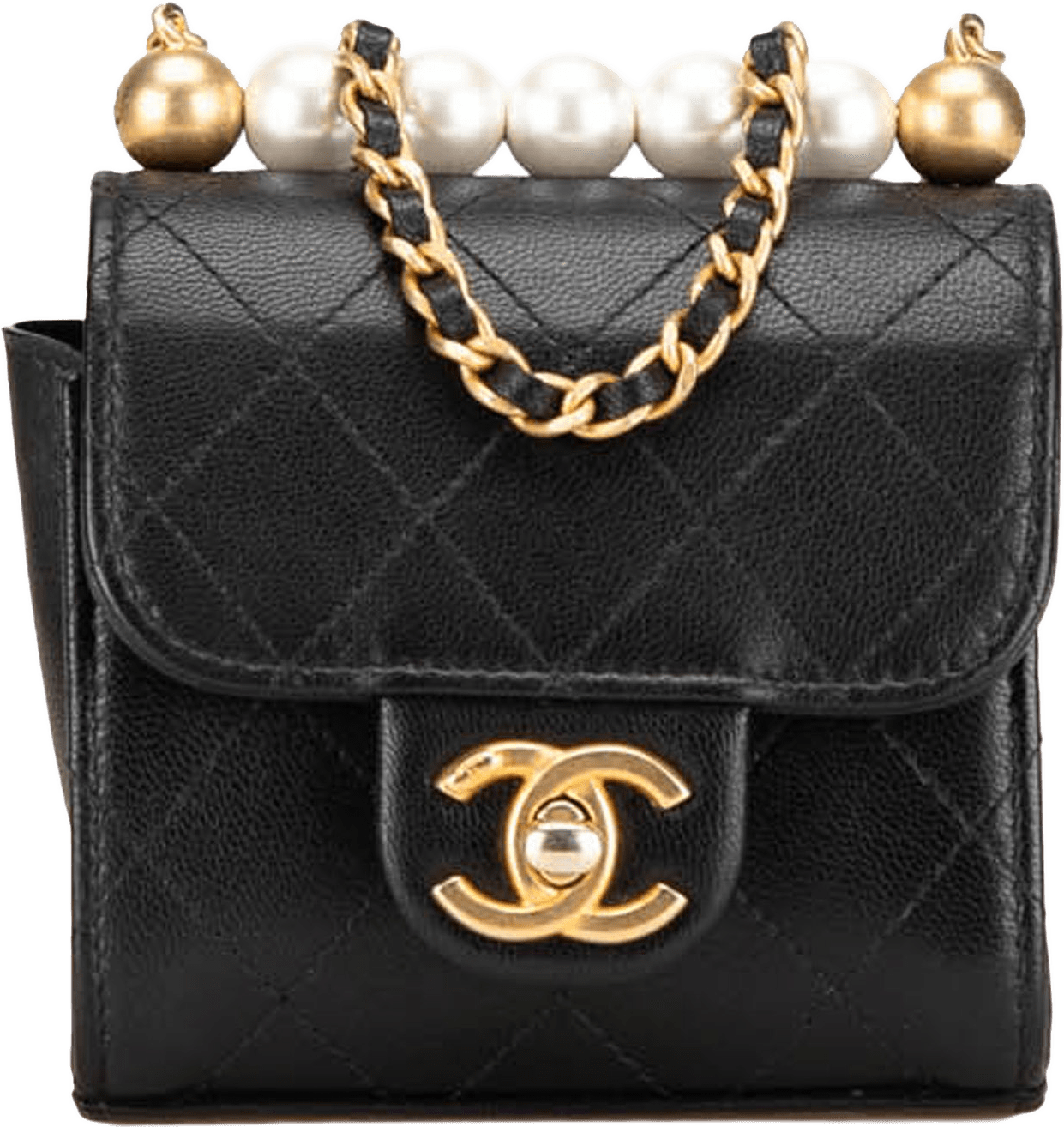 Chanel Mini Goatskin Chic Pearls Clutch On Chain