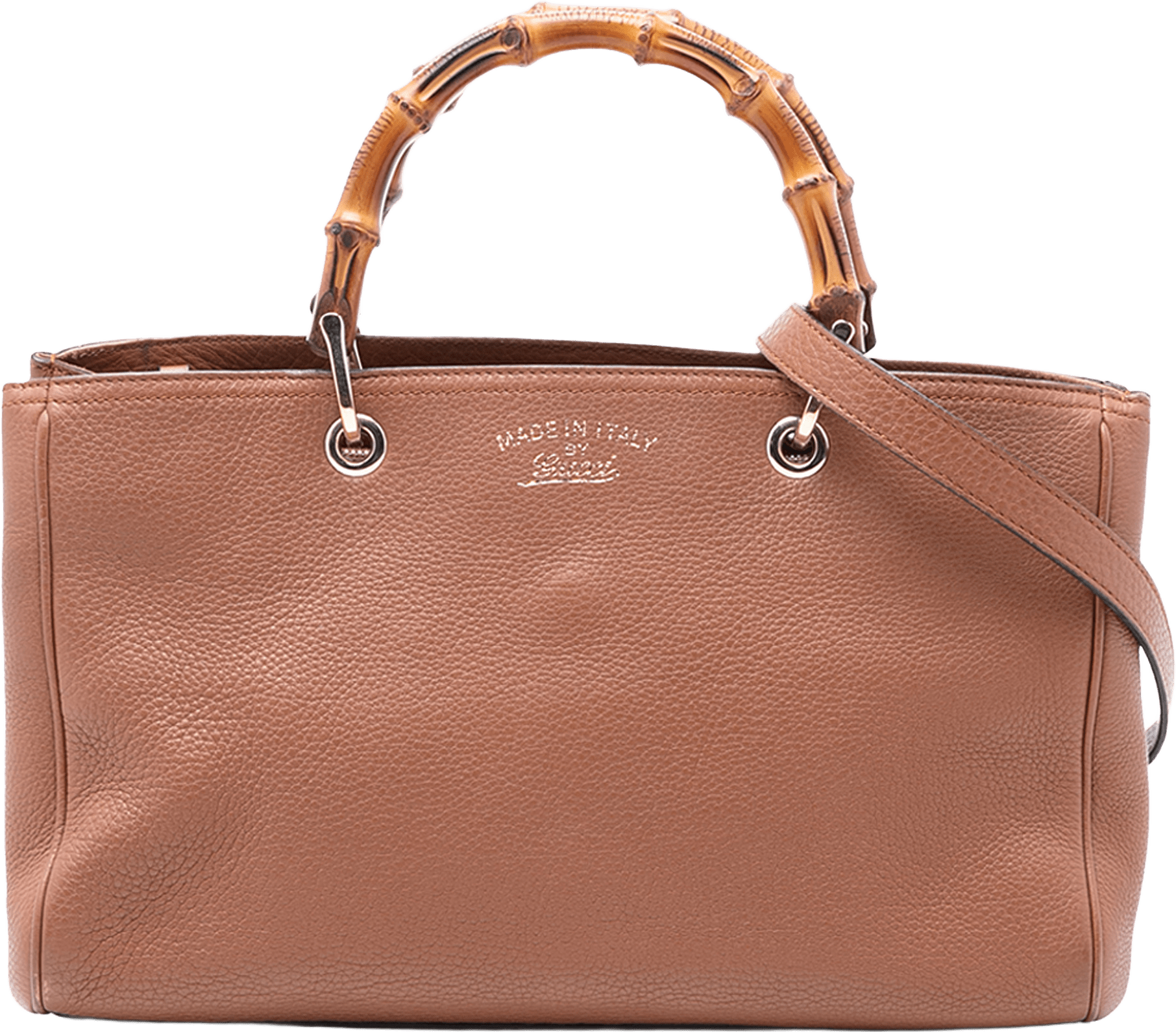 Gucci Medium Calfskin Bamboo Shopper Satchel, från Luxclusif, i färgen brown.