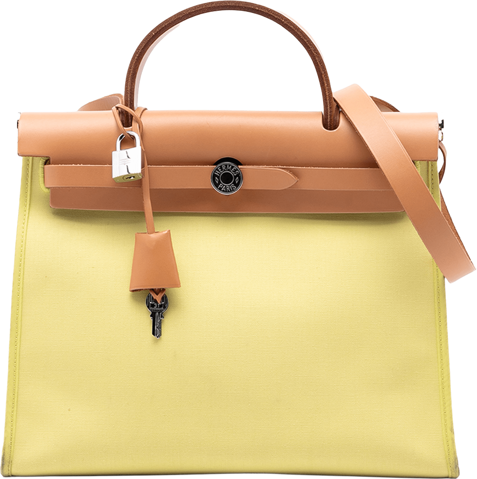 Hermès Toile Herbag Zip 31, från Luxclusif, i färgen yellow.