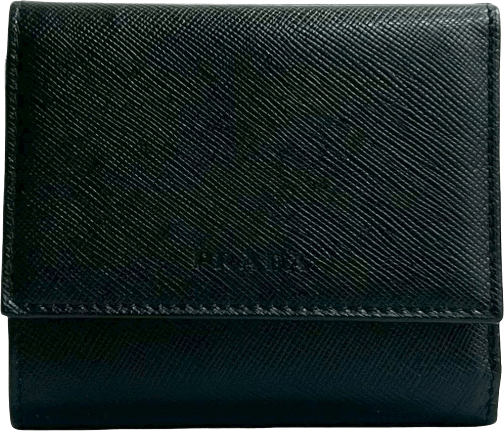 Prada Saffiano Trifold Wallet, från Luxclusif, i färgen black.