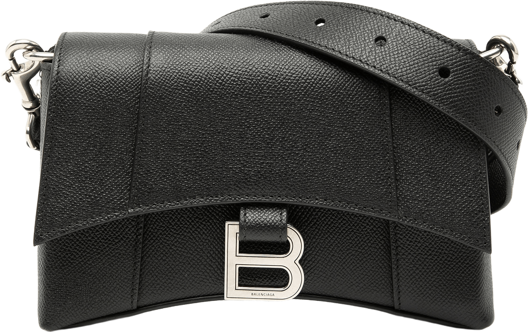 Balenciaga Calfskin Hourglass Downtown Crossbody Xs, från Luxclusif, i färgen black.