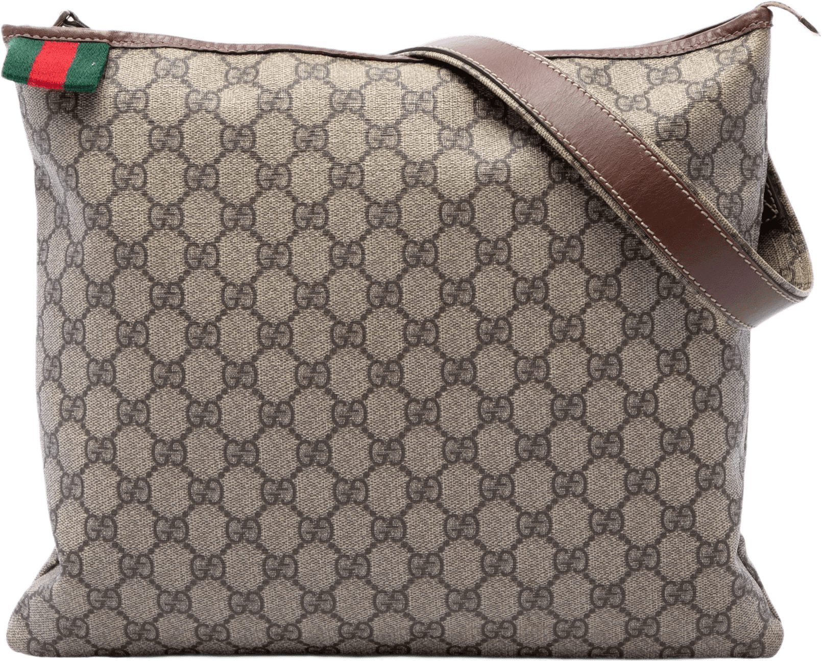 Gucci Gg Supreme Web Crossbody, från Luxclusif, i färgen beige.