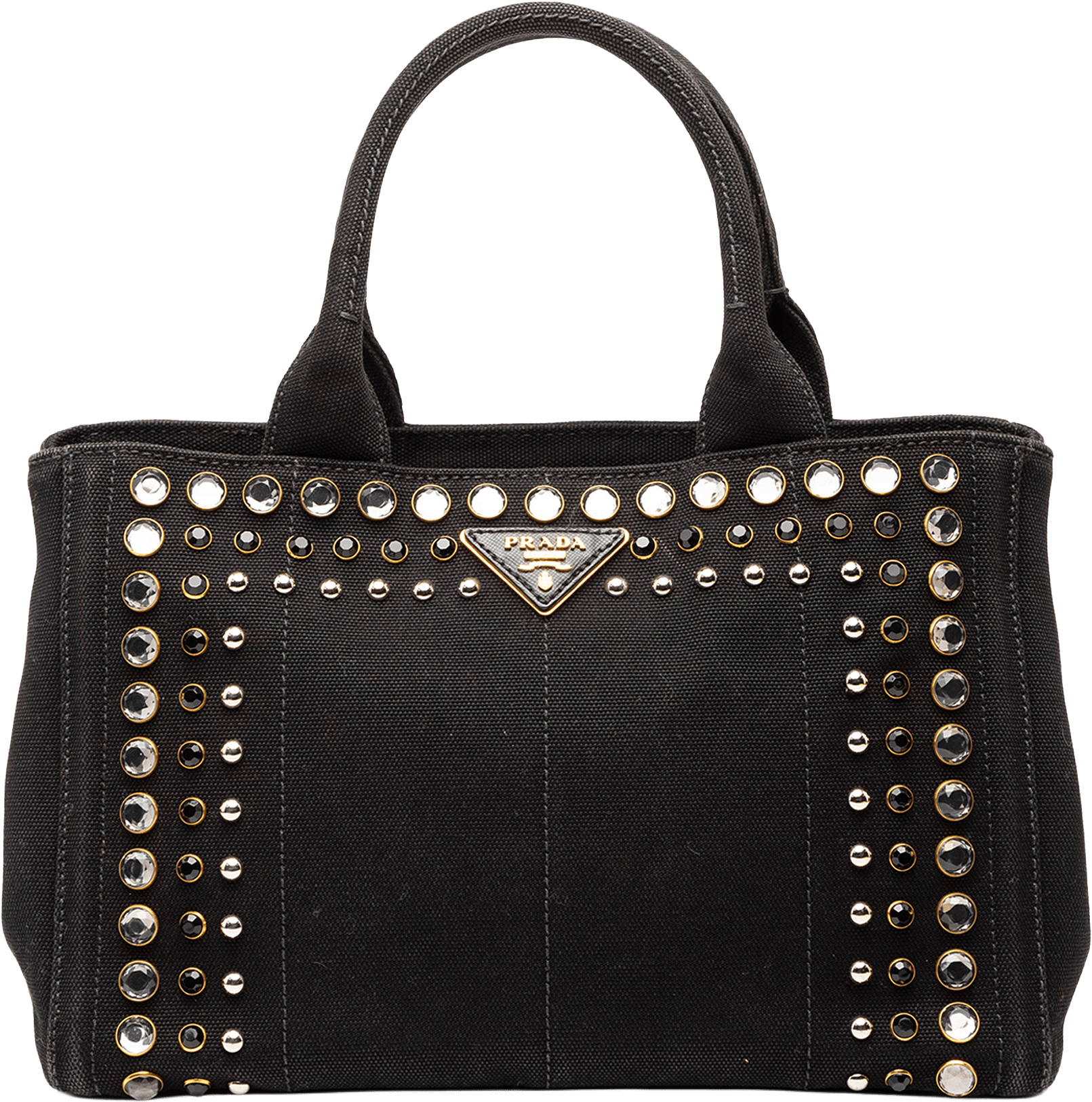 Prada Small Canvas Canapa Bijoux Satchel, från Luxclusif, i färgen black.