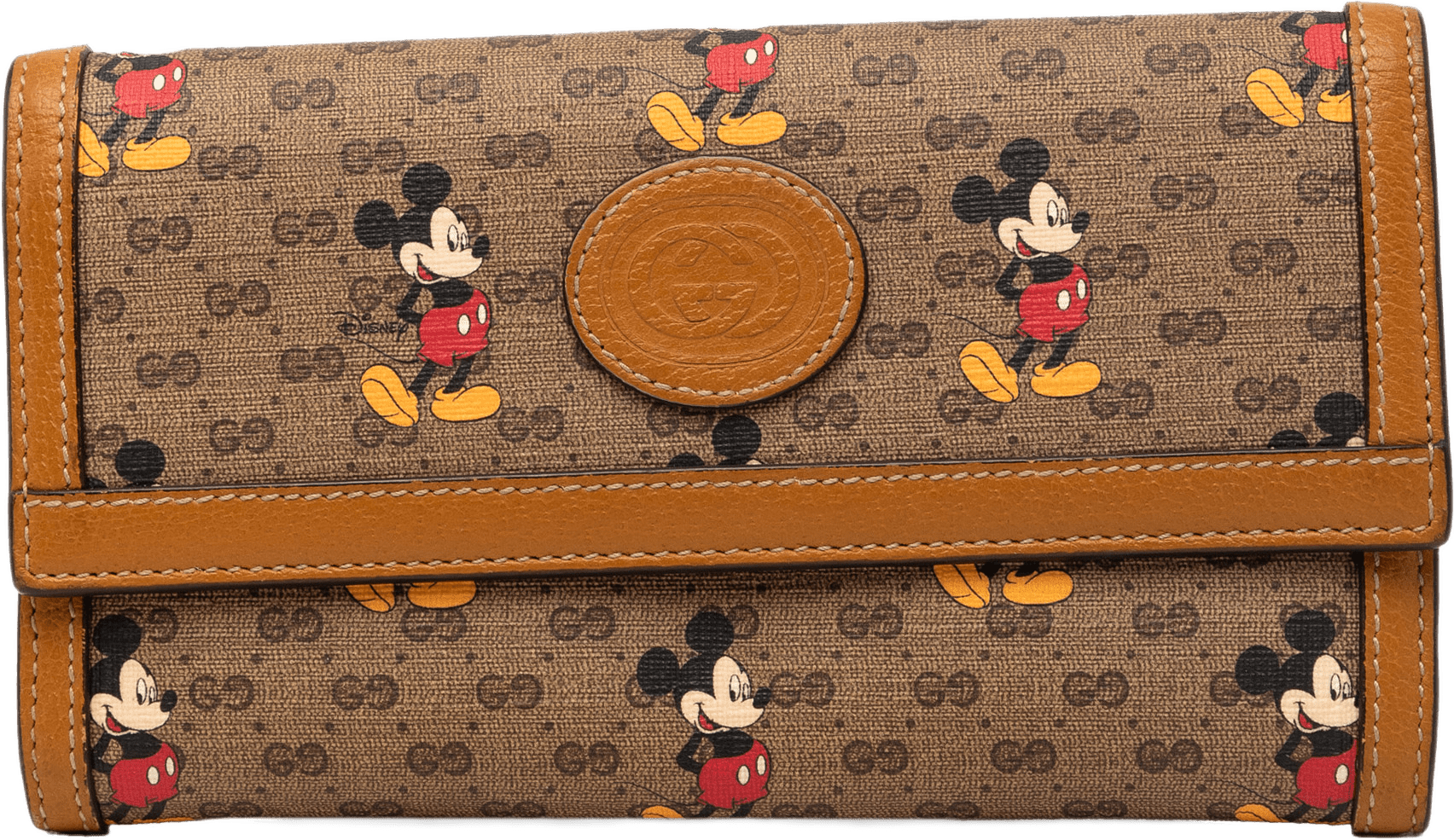 Gucci Disney Micro Gg Supreme Mickey Mouse Continental Wallet, från Luxclusif, i färgen light brown.