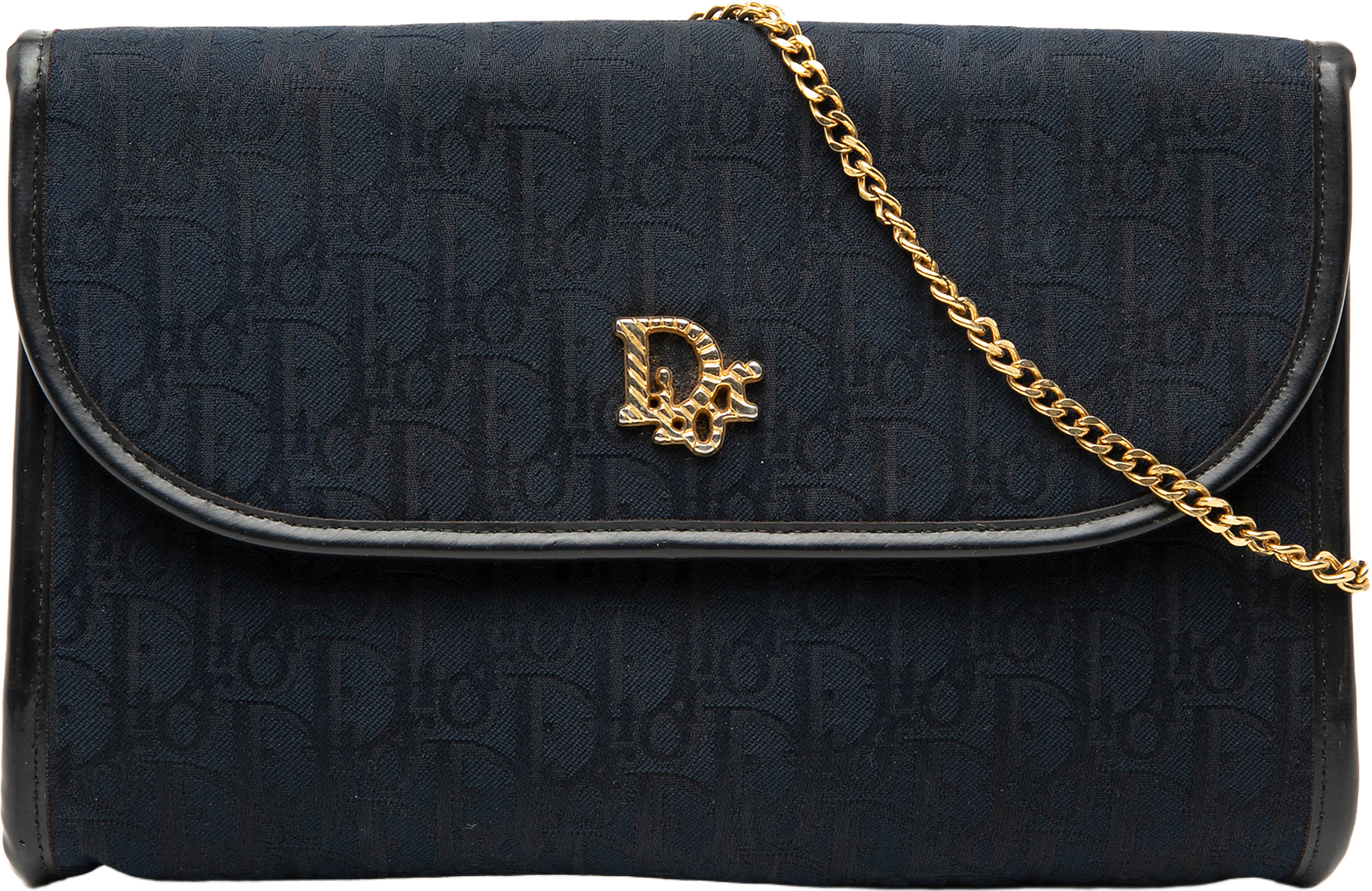 Dior Diorissimo Trotter Canvas Chain Crossbody, från Luxclusif, i färgen dark blue.