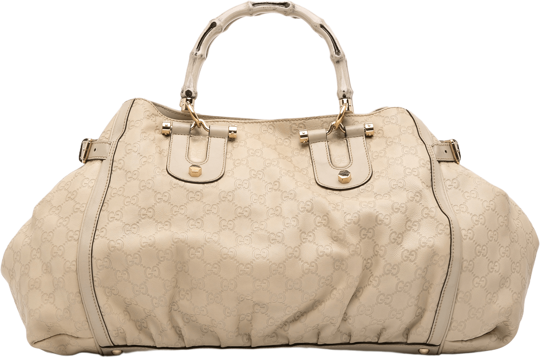 Gucci Guccissima Bamboo Dialux Tote, från Luxclusif, i färgen light beige.