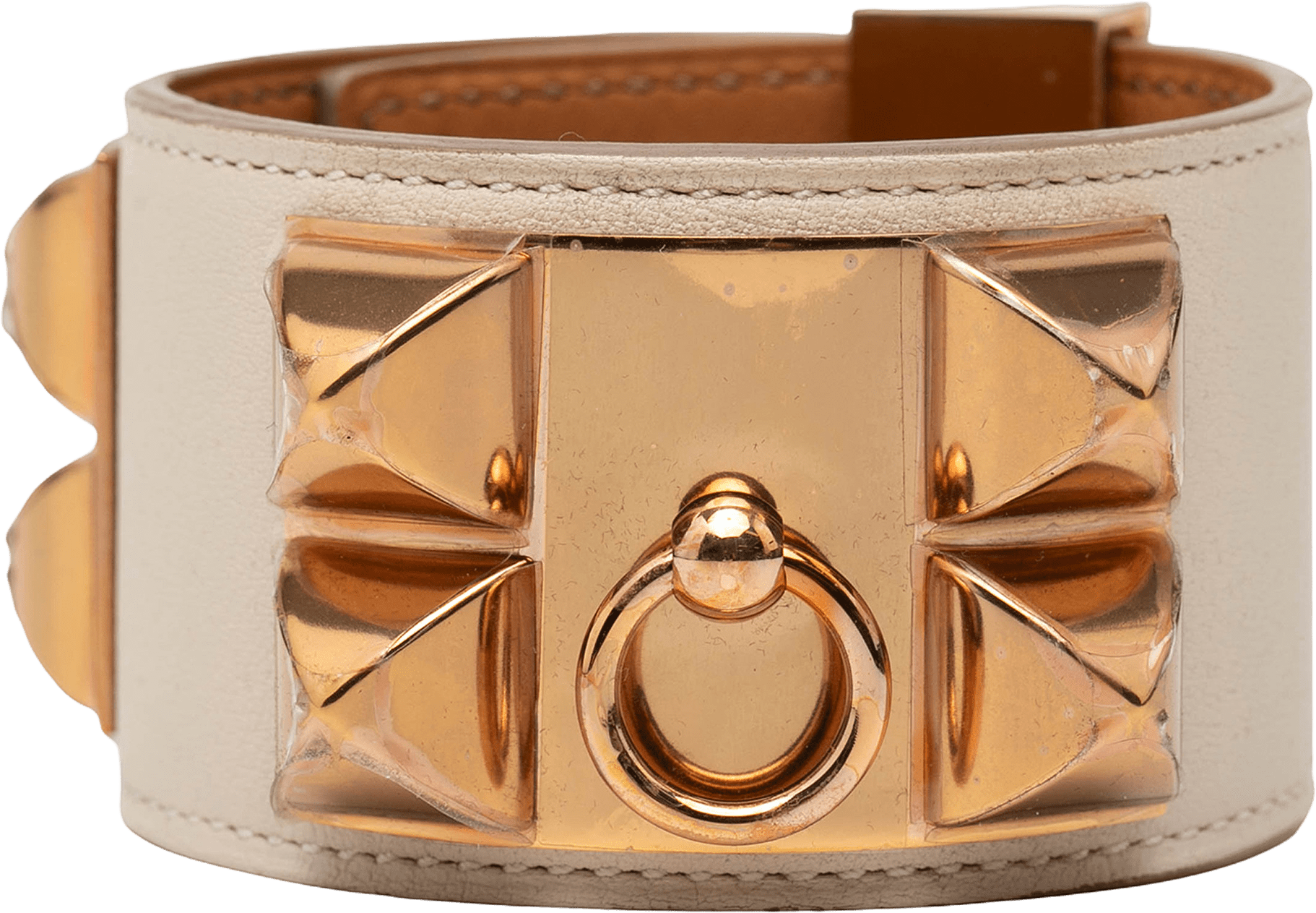 Hermès Swift And Gold Plated Collier De Chien Bracelet, från Luxclusif, i färgen beige.