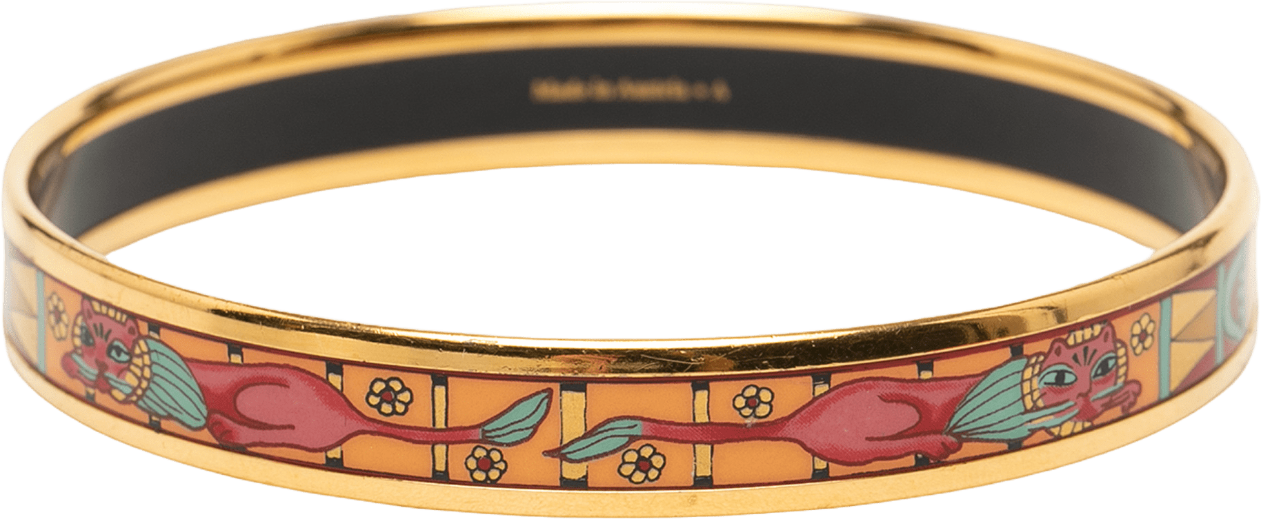 Hermès Narrow Animal Motif Enamel Bangle 62, från Luxclusif, i färgen gold.