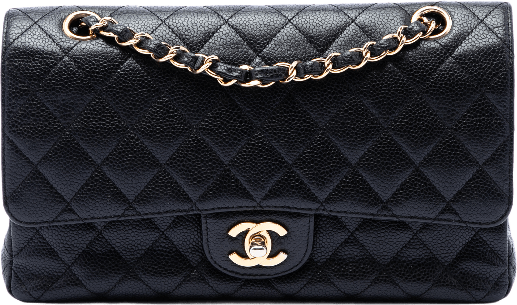 Chanel Medium Classic Caviar Double Flap, från Luxclusif, i färgen black.