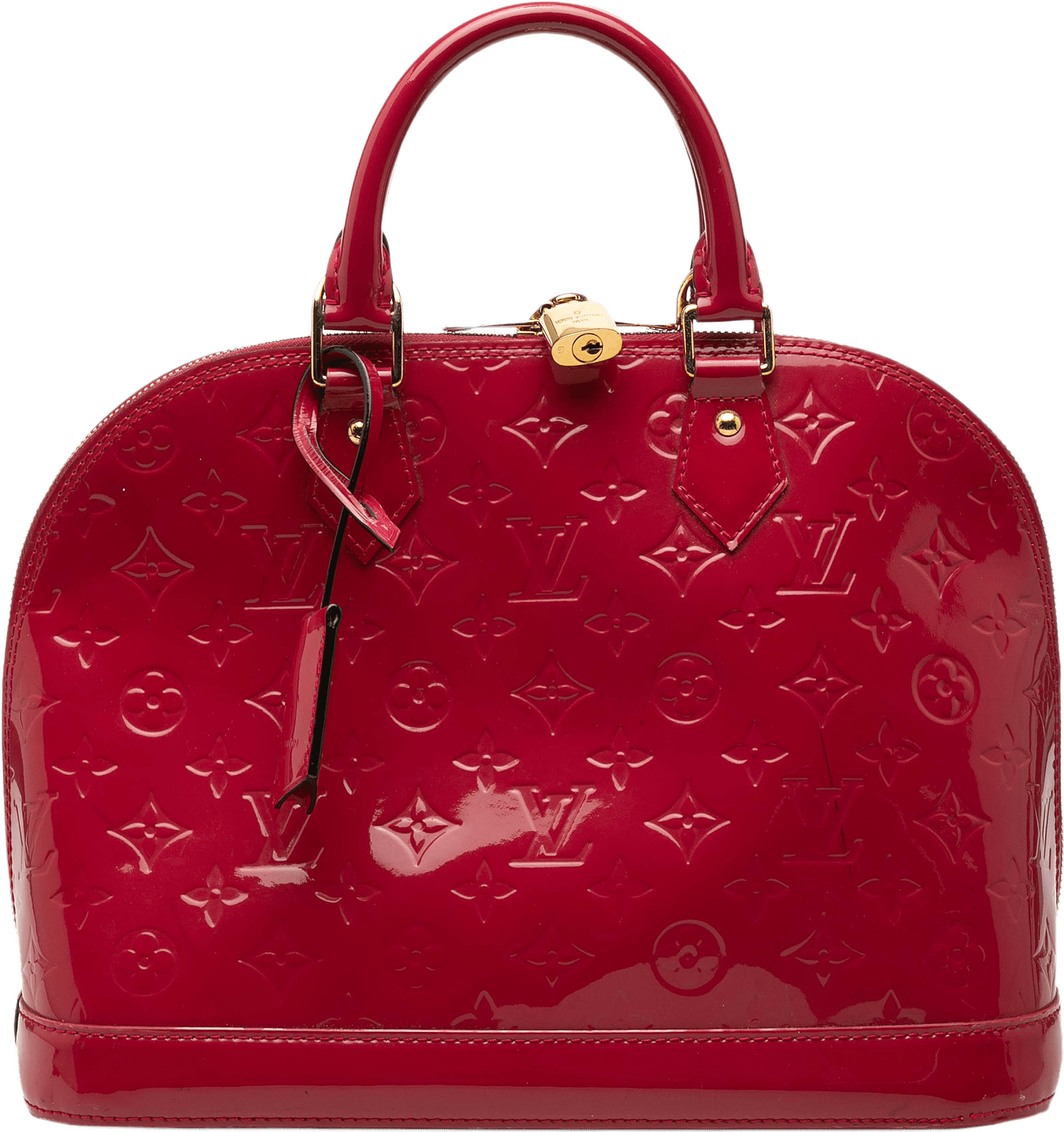 Louis Vuitton Monogram Vernis Alma Pm, från Luxclusif, i färgen röd.