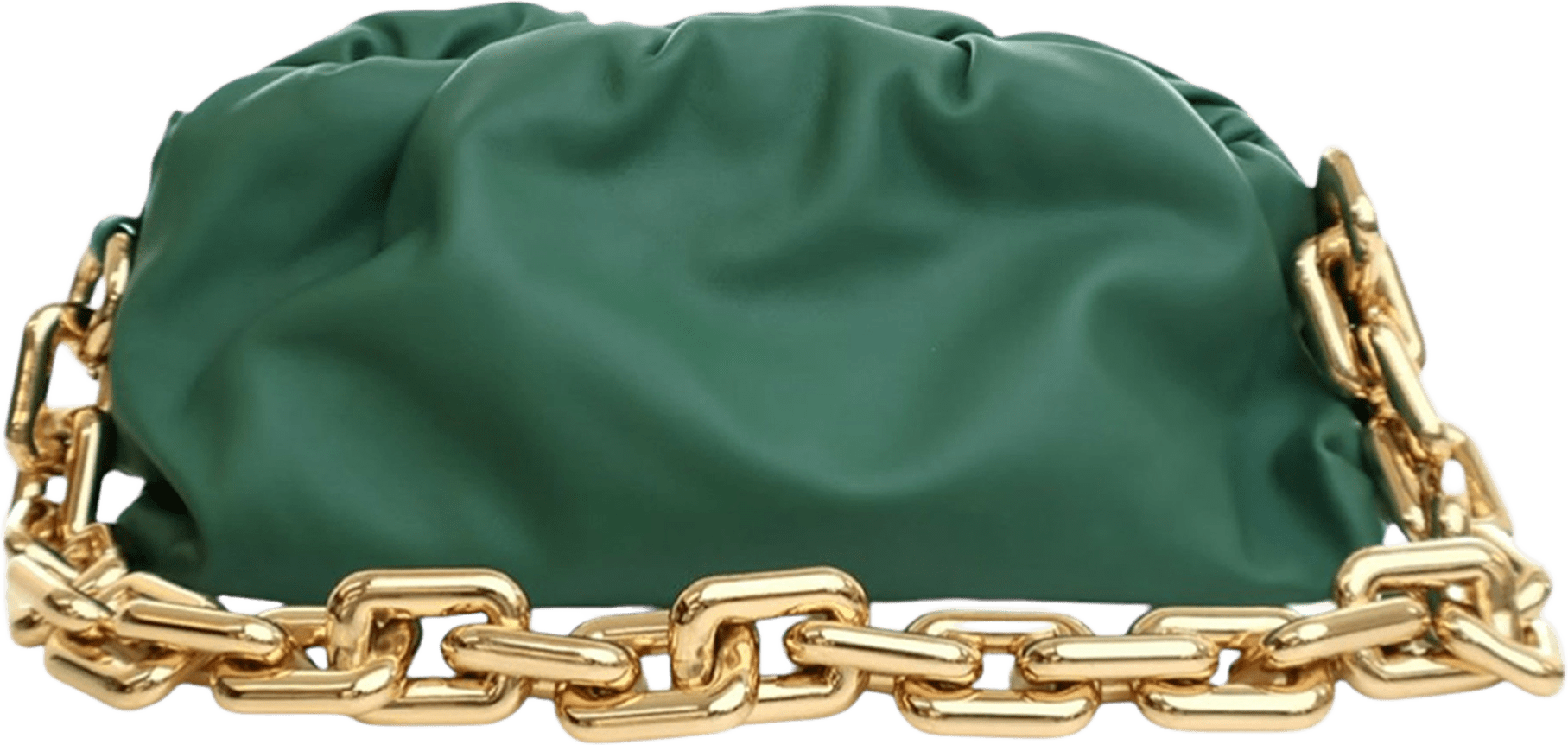 Bottega Veneta Lambskin Chain Pouch, från Luxclusif, i färgen green.