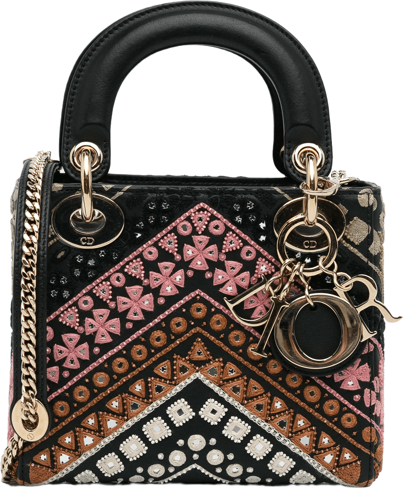 Dior Mini Calfskin Embroidered Lady Dior