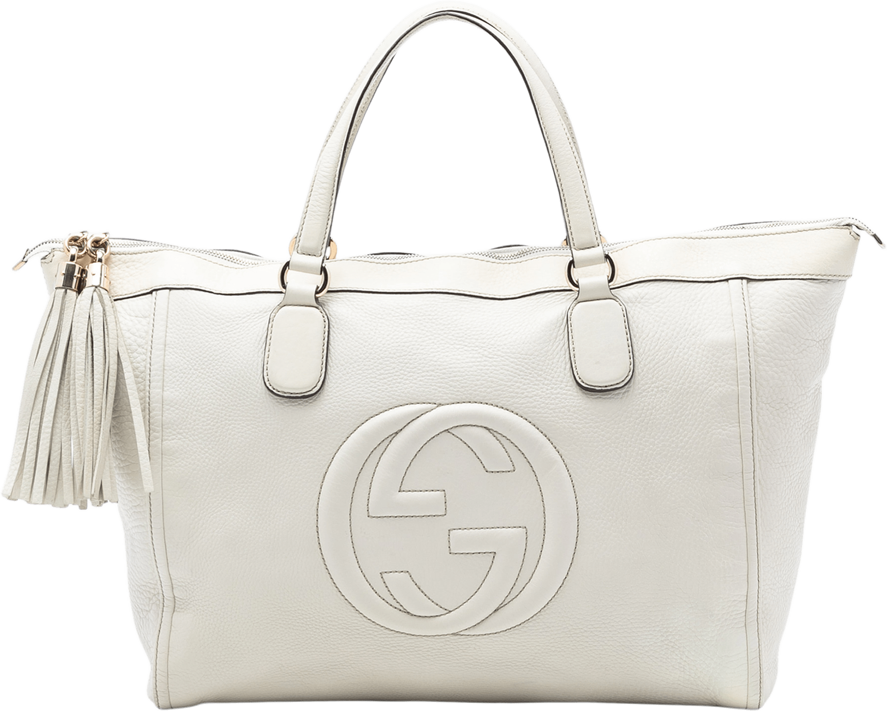 Gucci Large Leather Soho Working Tote, från Luxclusif, i färgen white.
