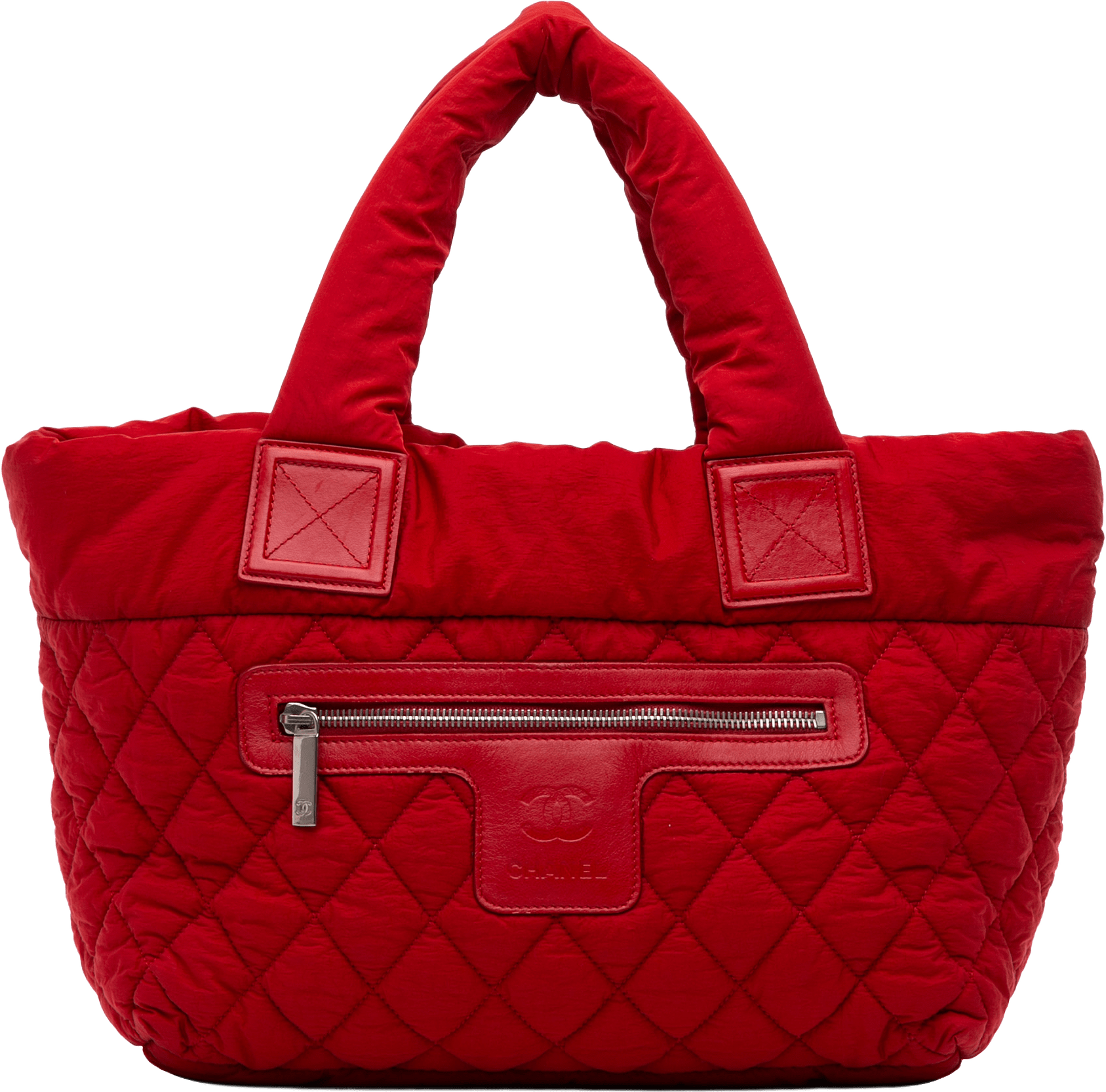 Chanel Small Quilted Nylon Coco Cocoon Tote, från Luxclusif, i färgen red.