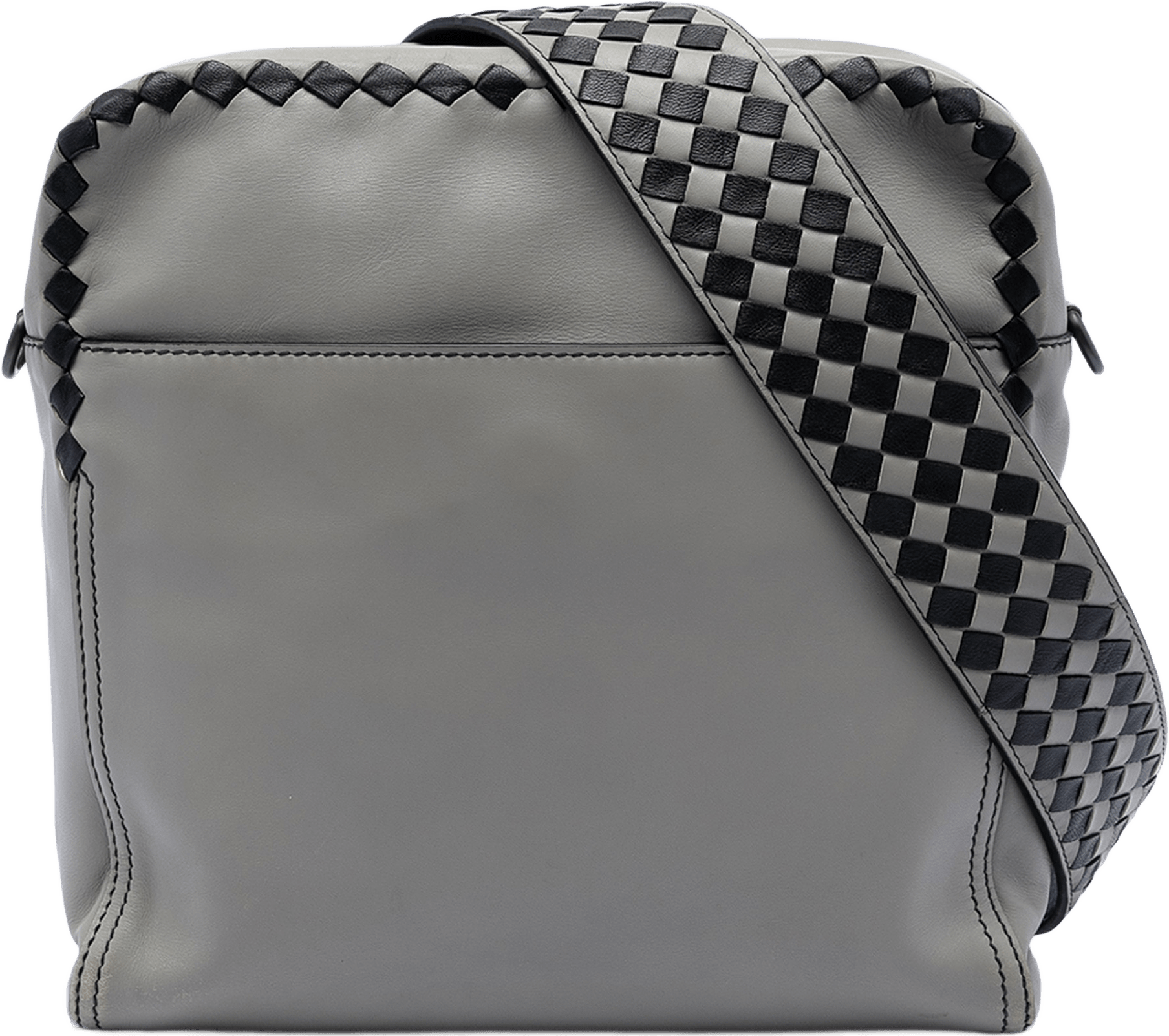 Bottega Veneta Intrecciato Trimmed Nappa Crossbody, från Luxclusif, i färgen gray.