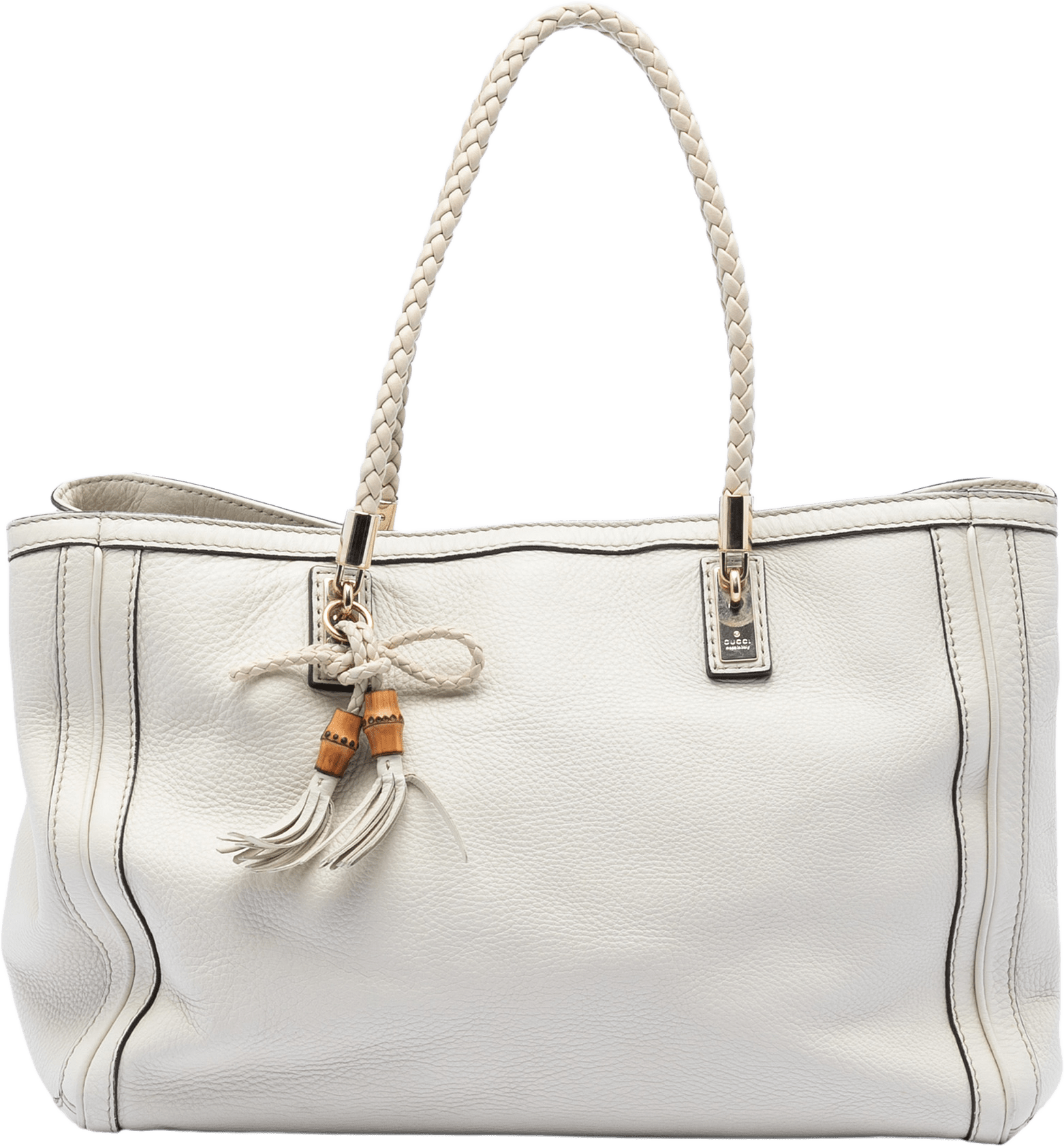 Gucci Medium Leather Bella Tote, från Luxclusif, i färgen ivory.